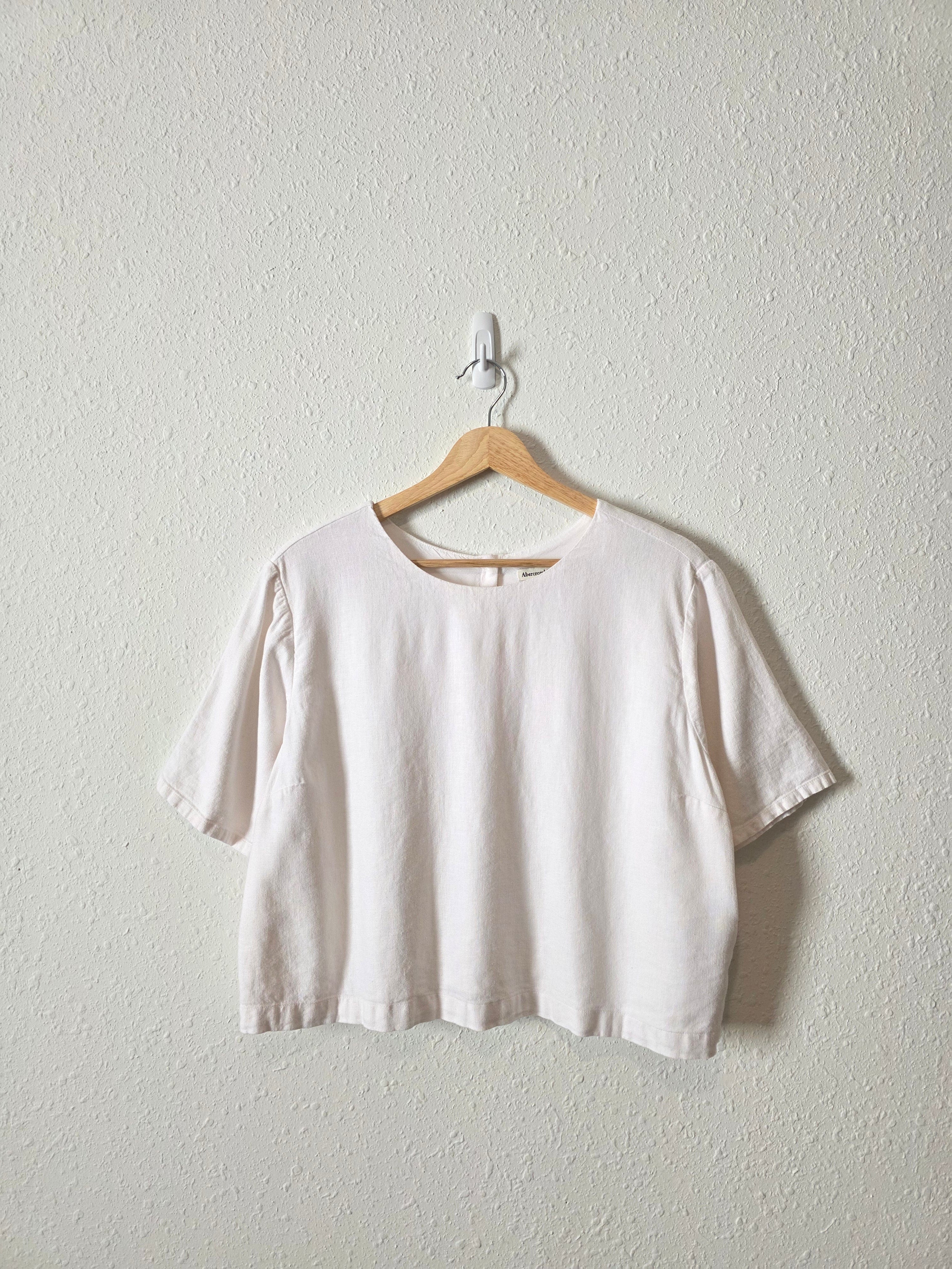 Abercrombie Button Back Linen Blend Top (L)