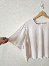 Abercrombie Button Back Linen Blend Top (L)