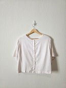 Abercrombie Button Back Linen Blend Top (L)