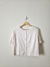 Abercrombie Button Back Linen Blend Top (L)