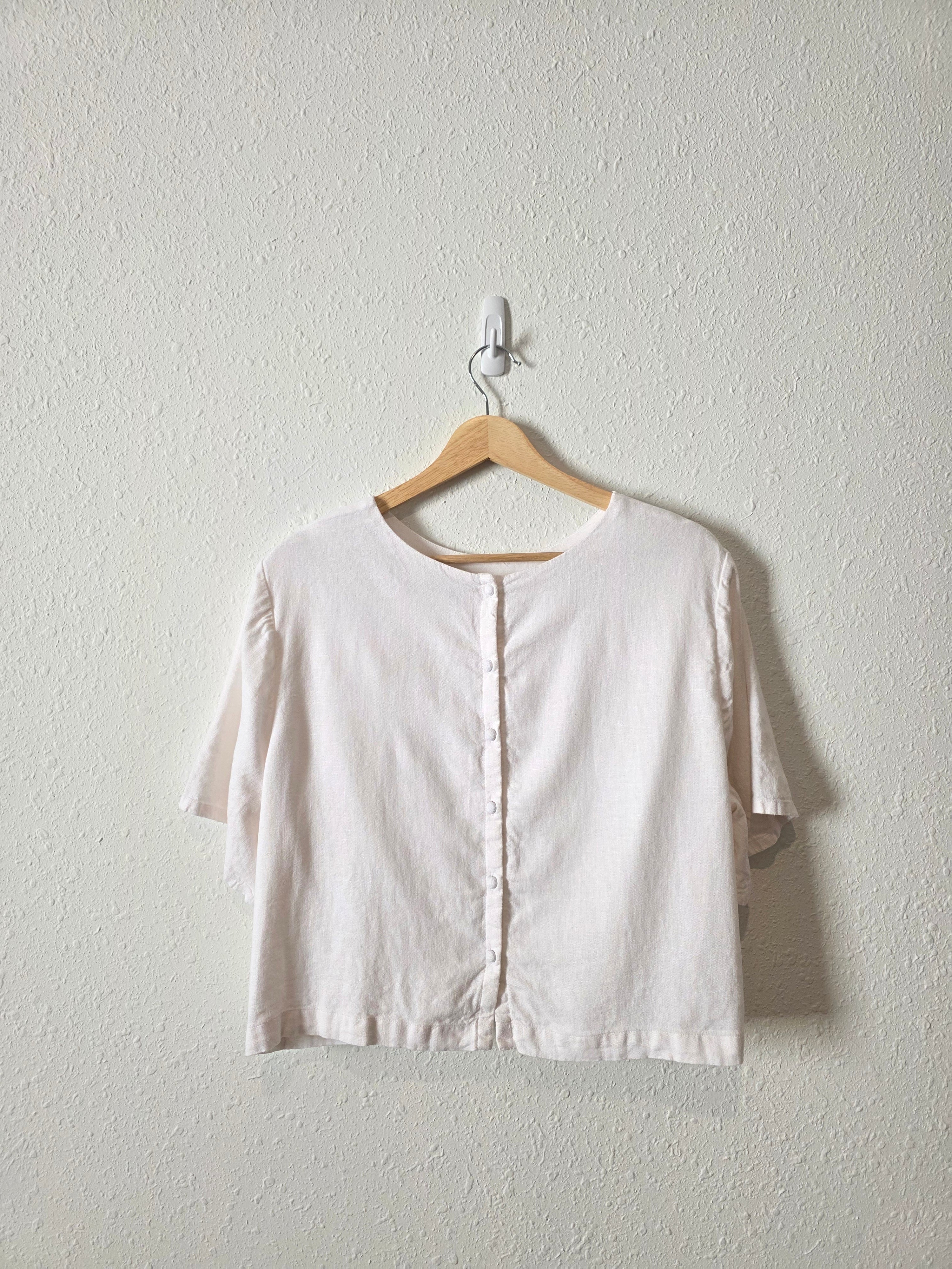 Abercrombie Button Back Linen Blend Top (L)