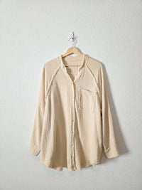 Aerie Oat Cotton Gauze Button Up (L)