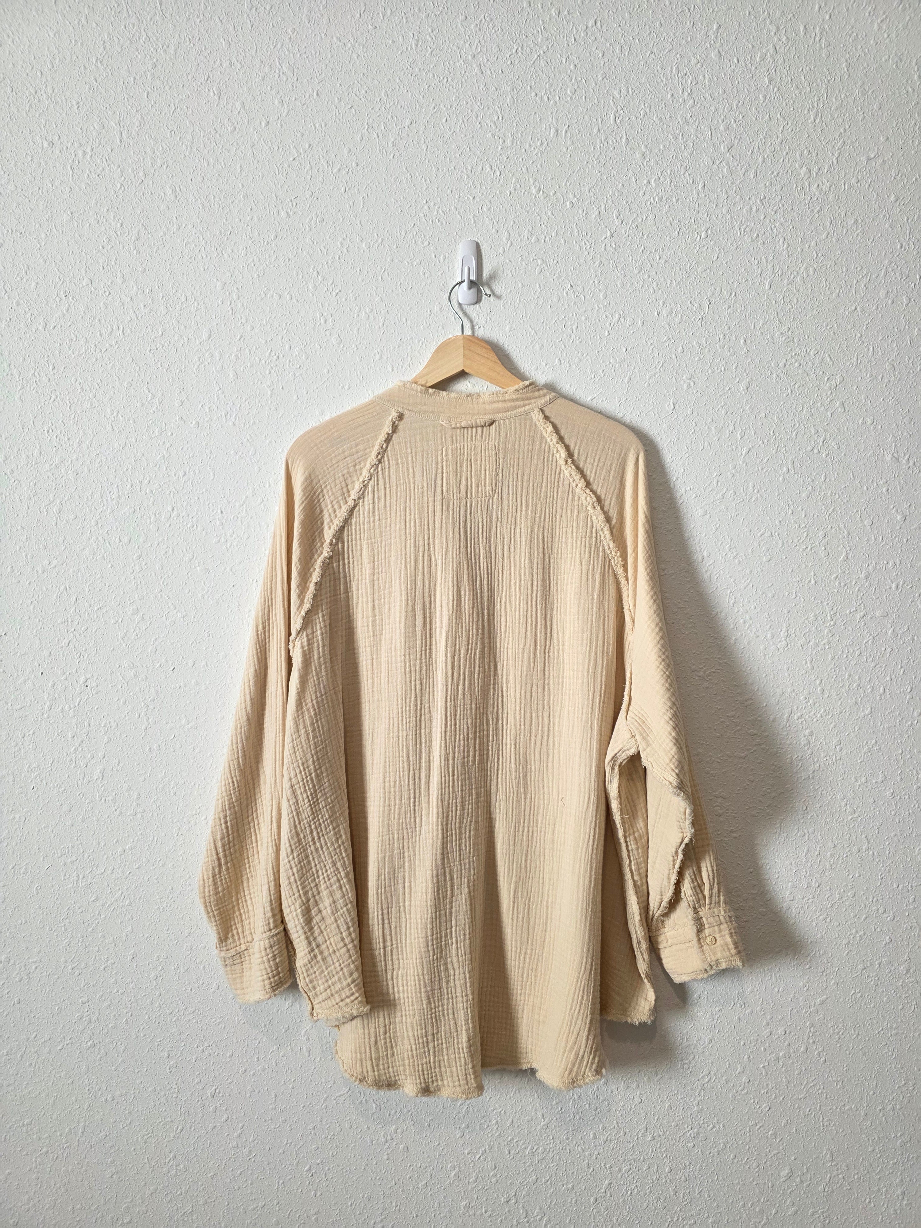 Aerie Oat Cotton Gauze Button Up (L)