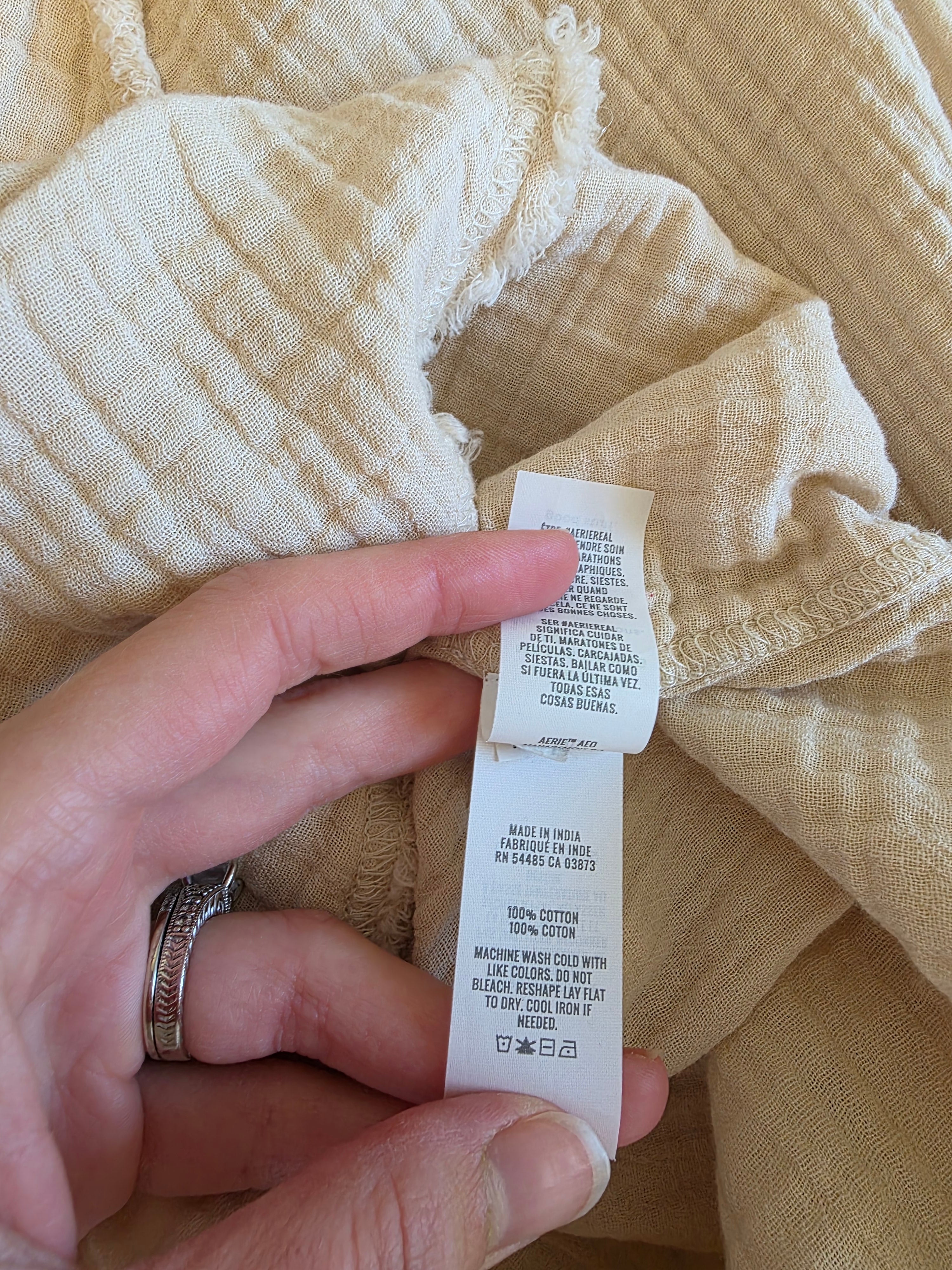 Aerie Oat Cotton Gauze Button Up (L)