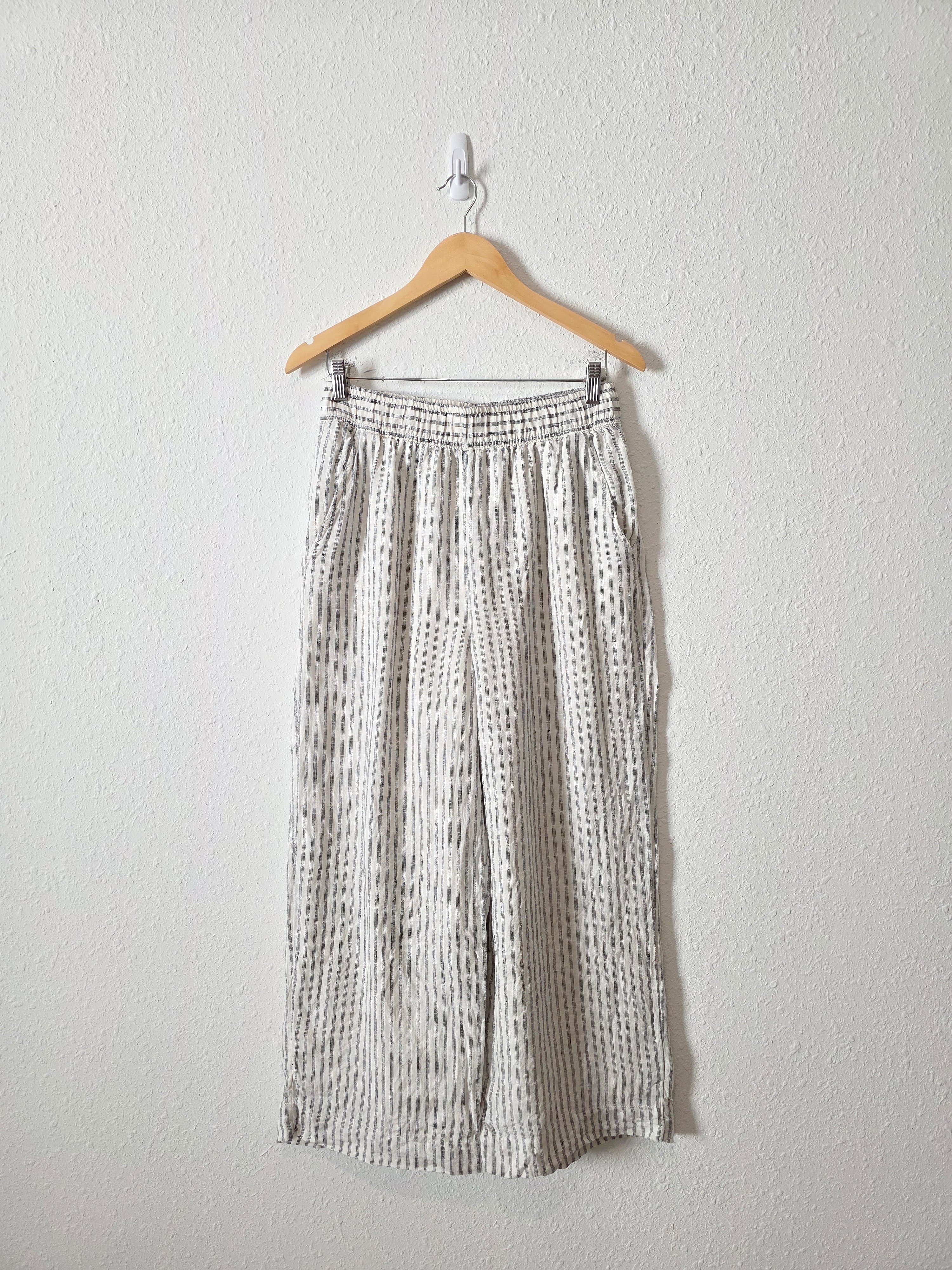 Striped Linen Wide Leg Pants (M)