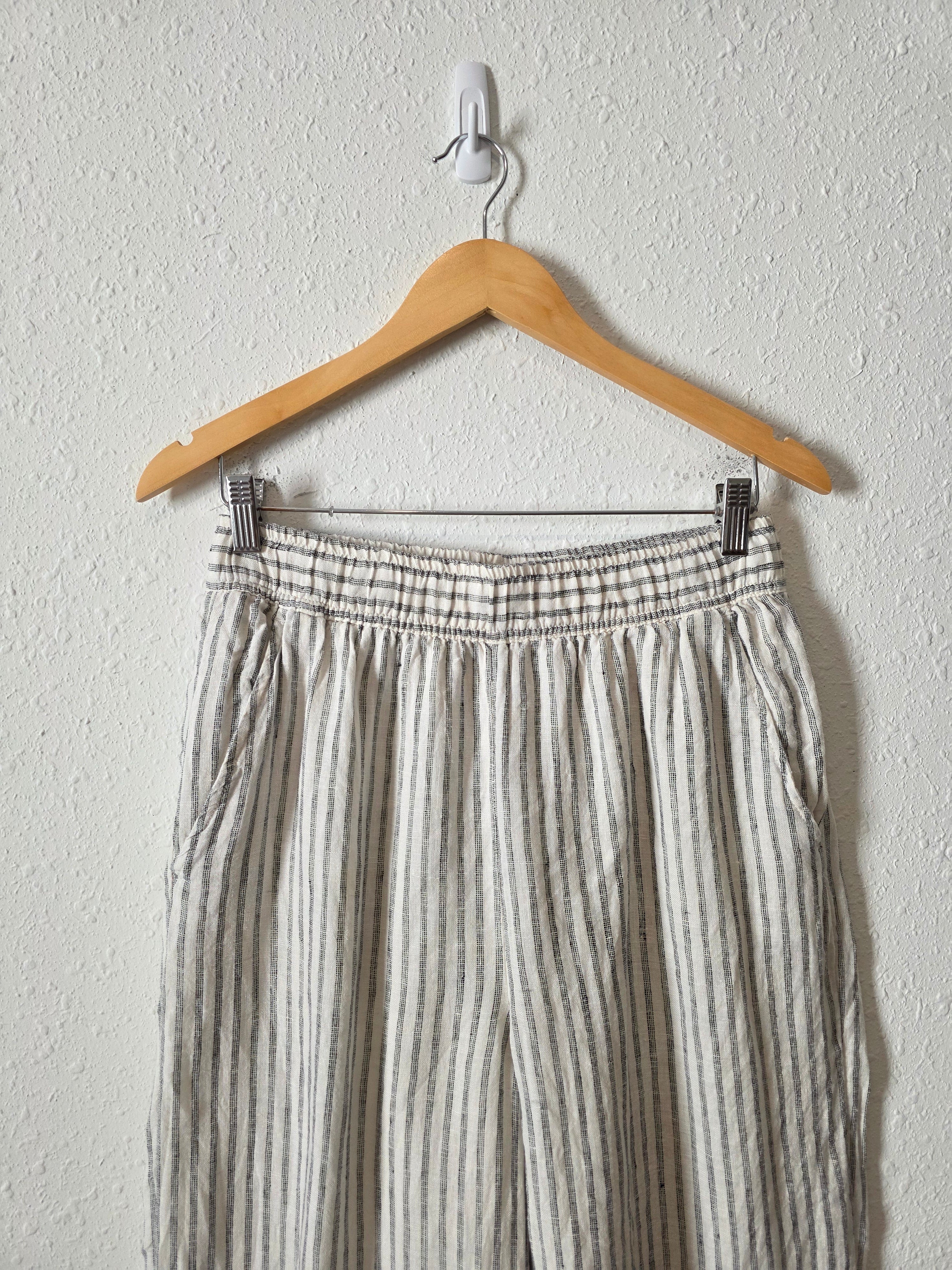 Striped Linen Wide Leg Pants (M)