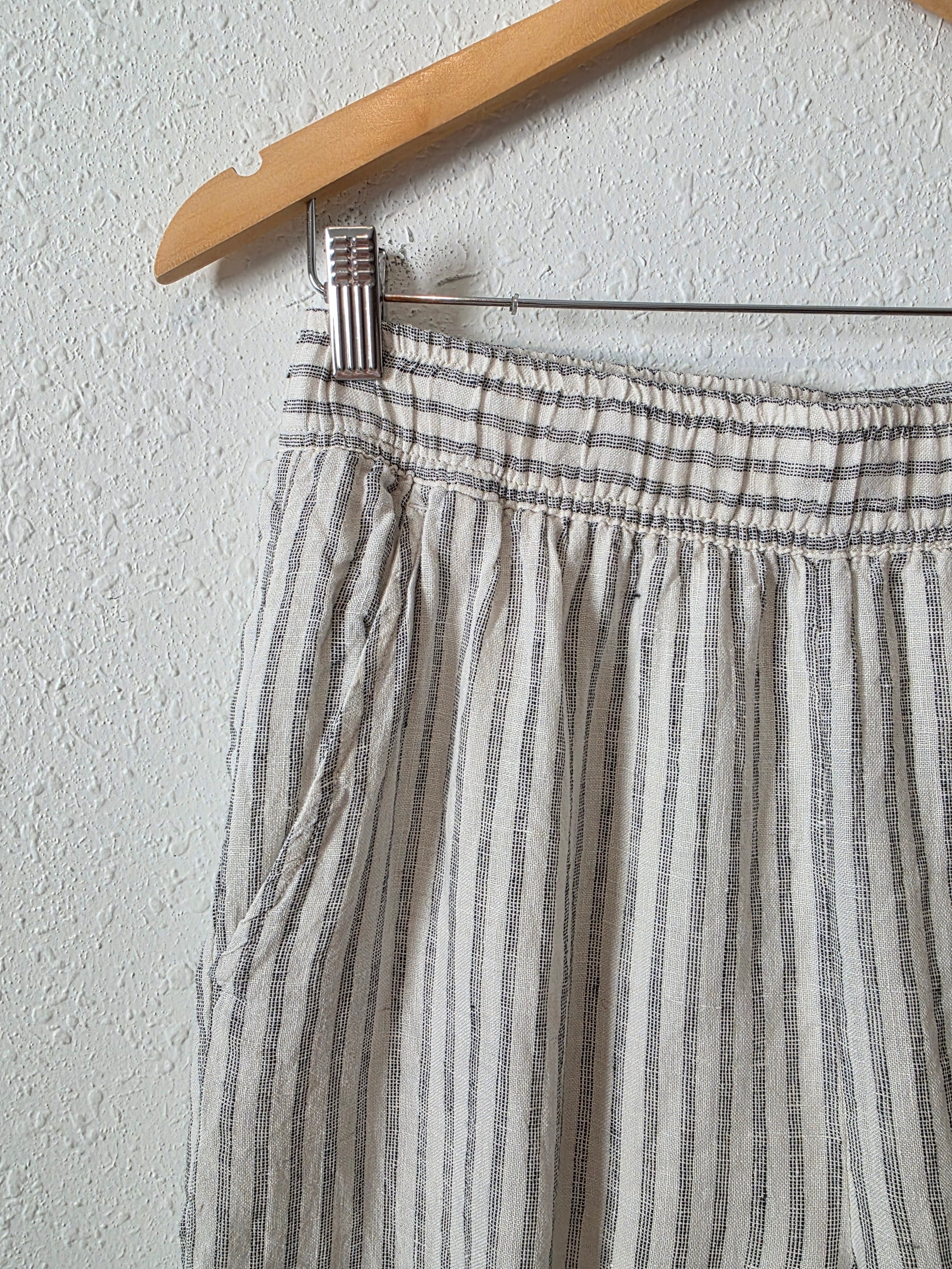 Striped Linen Wide Leg Pants (M)