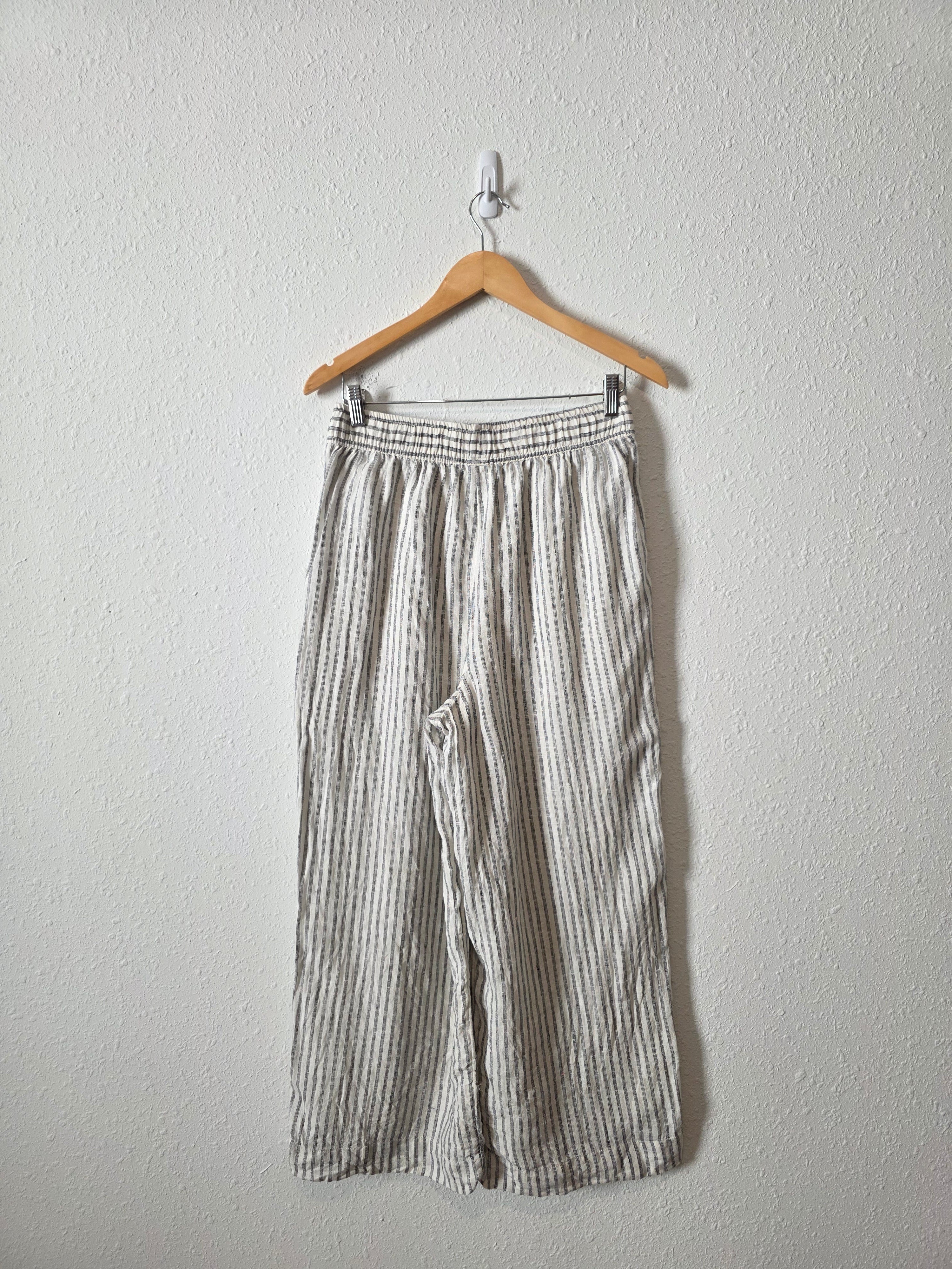 Striped Linen Wide Leg Pants (M)