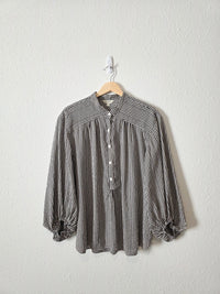 Gingham Puff Sleeve Top (L)
