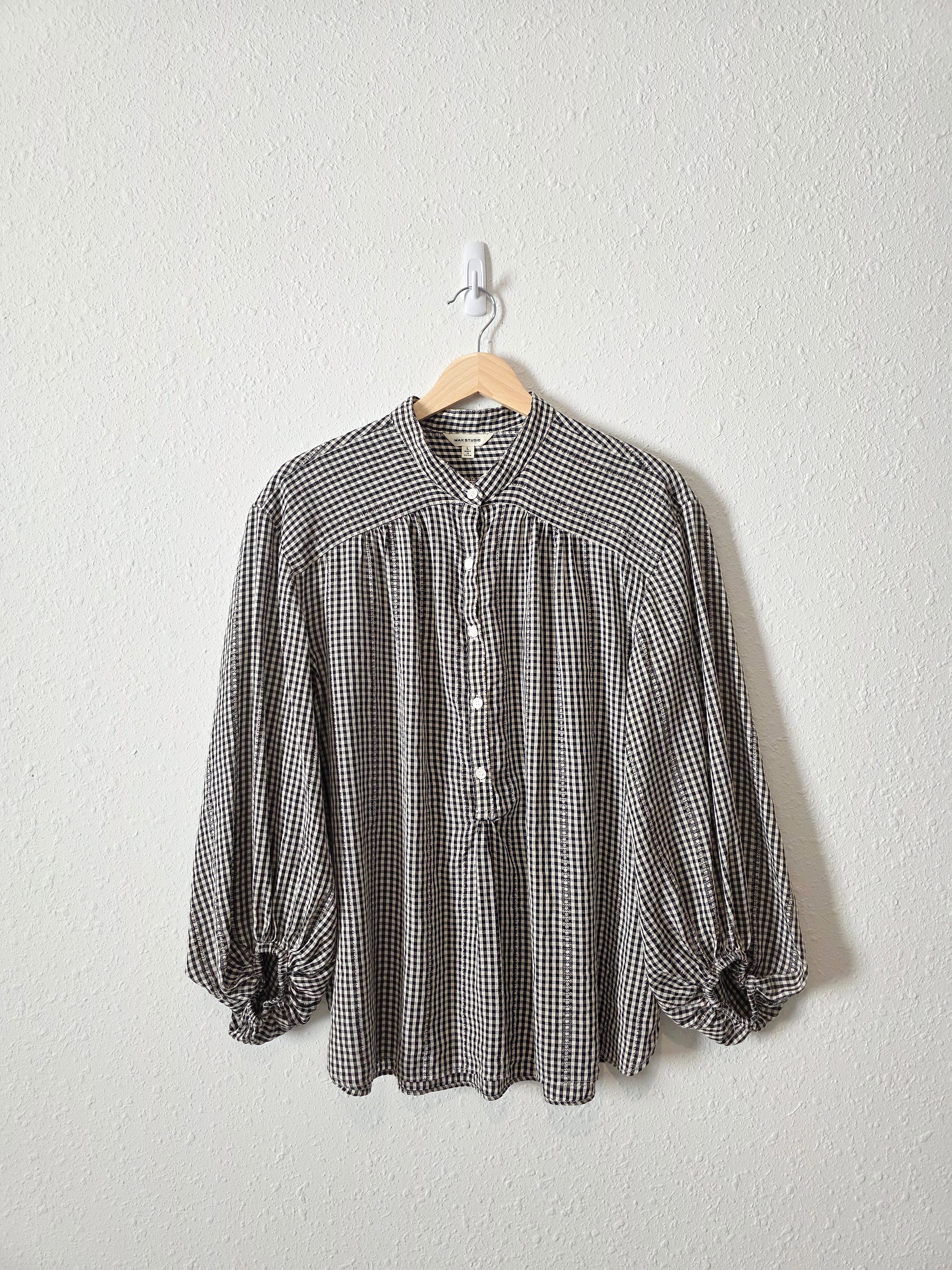Gingham Puff Sleeve Top (L)