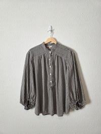 Gingham Puff Sleeve Top (L)