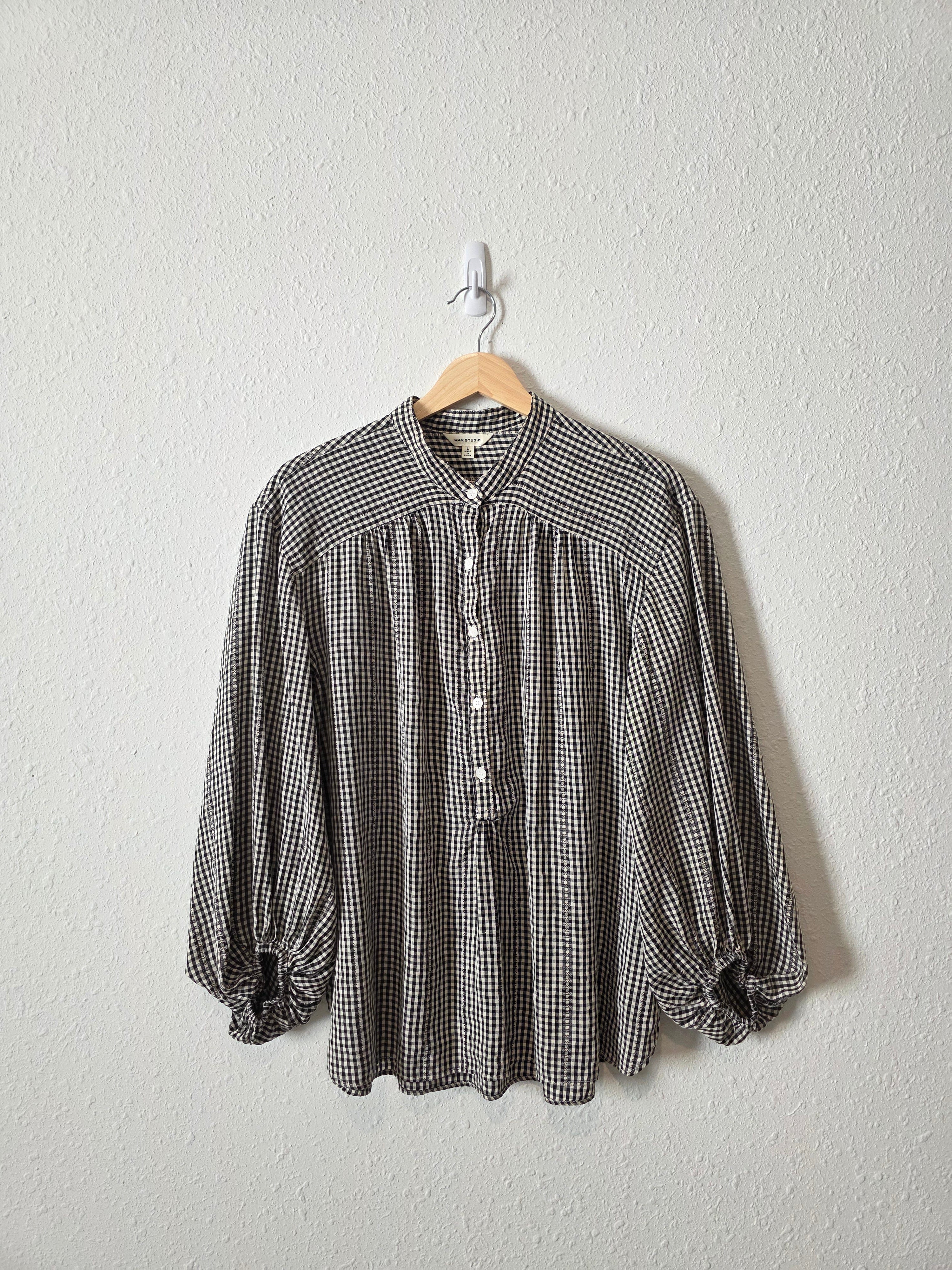 Gingham Puff Sleeve Top (L)
