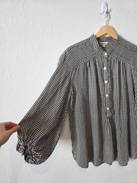 Gingham Puff Sleeve Top (L)