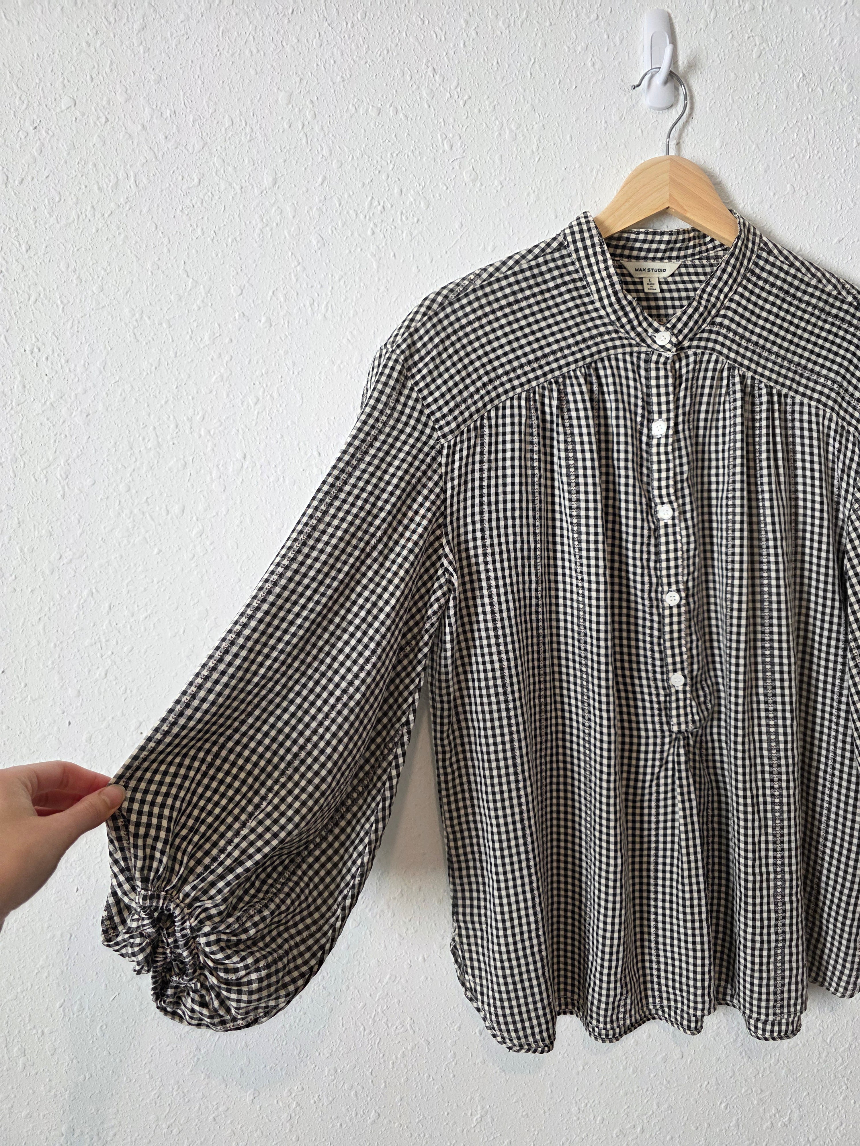 Gingham Puff Sleeve Top (L)