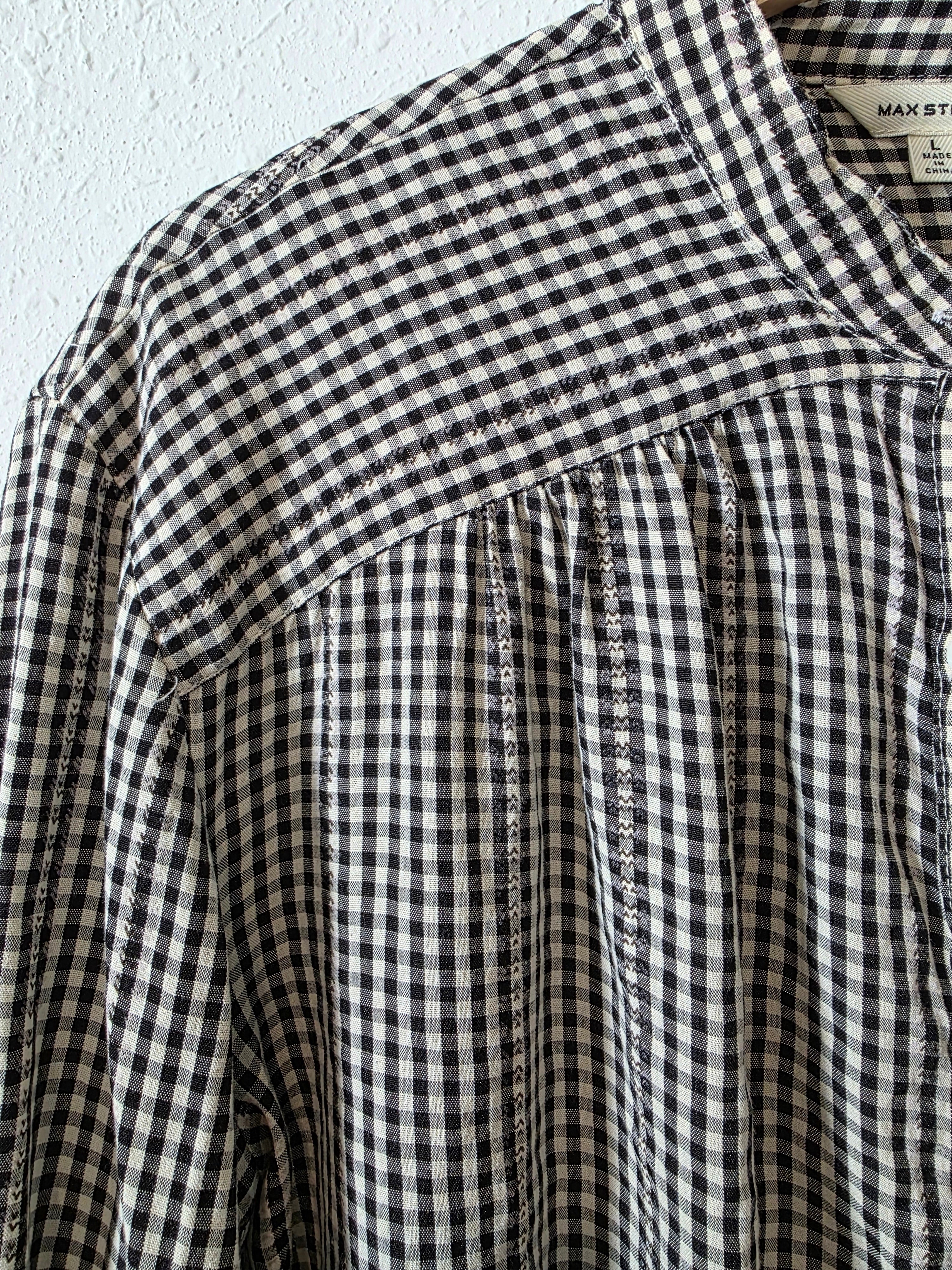 Gingham Puff Sleeve Top (L)