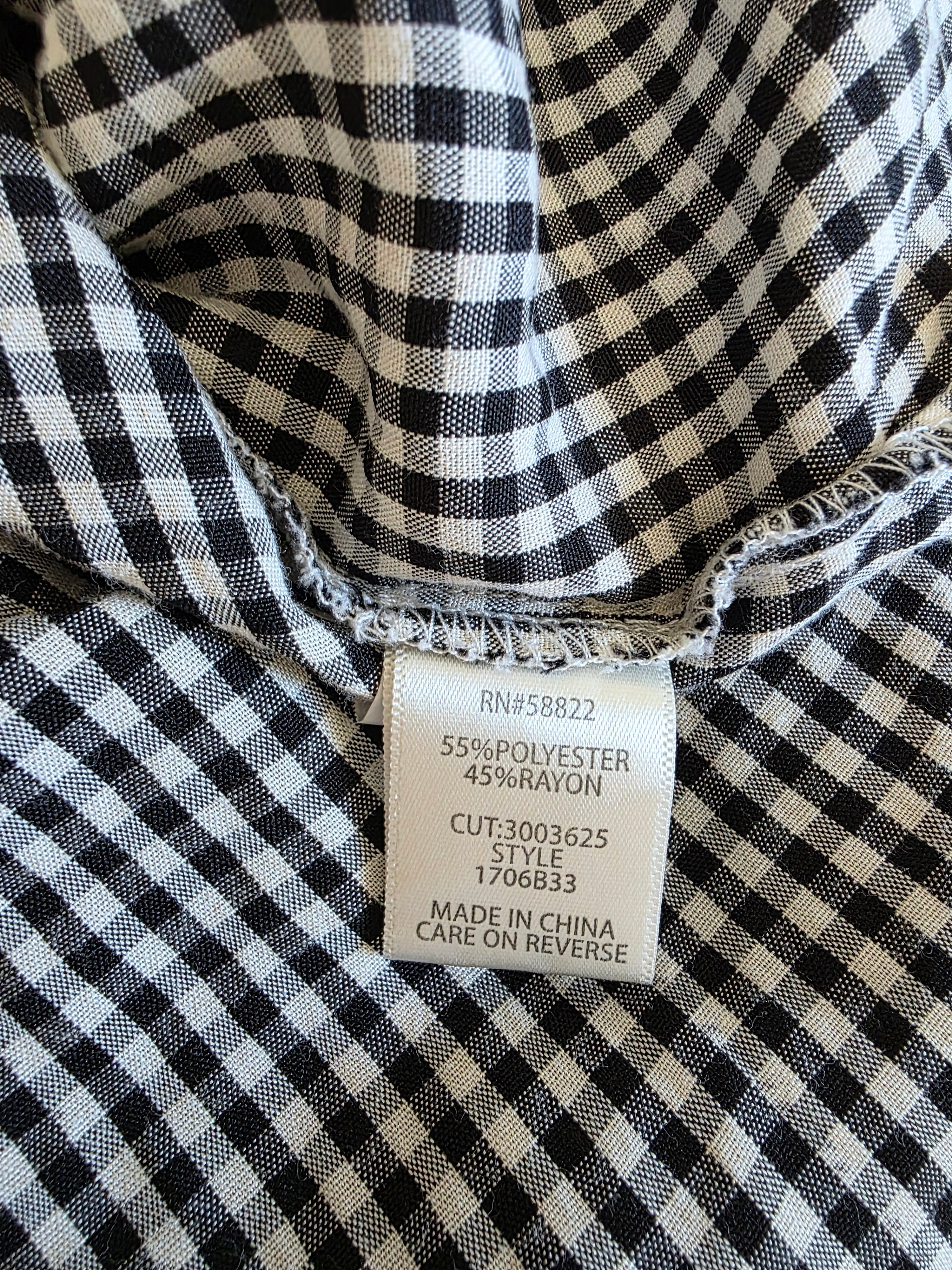 Gingham Puff Sleeve Top (L)