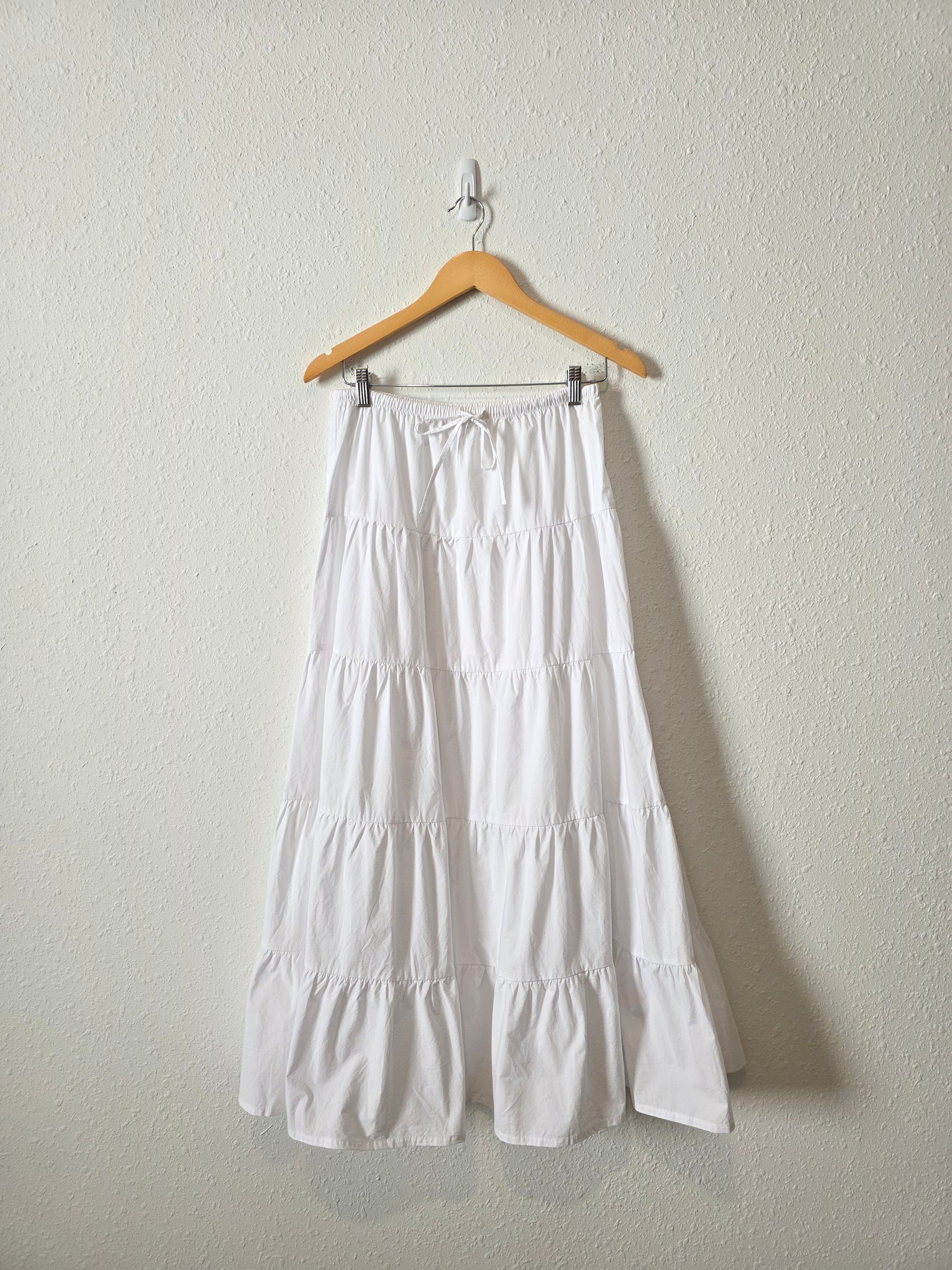 Zara White Tiered Maxi Skirt (XS)