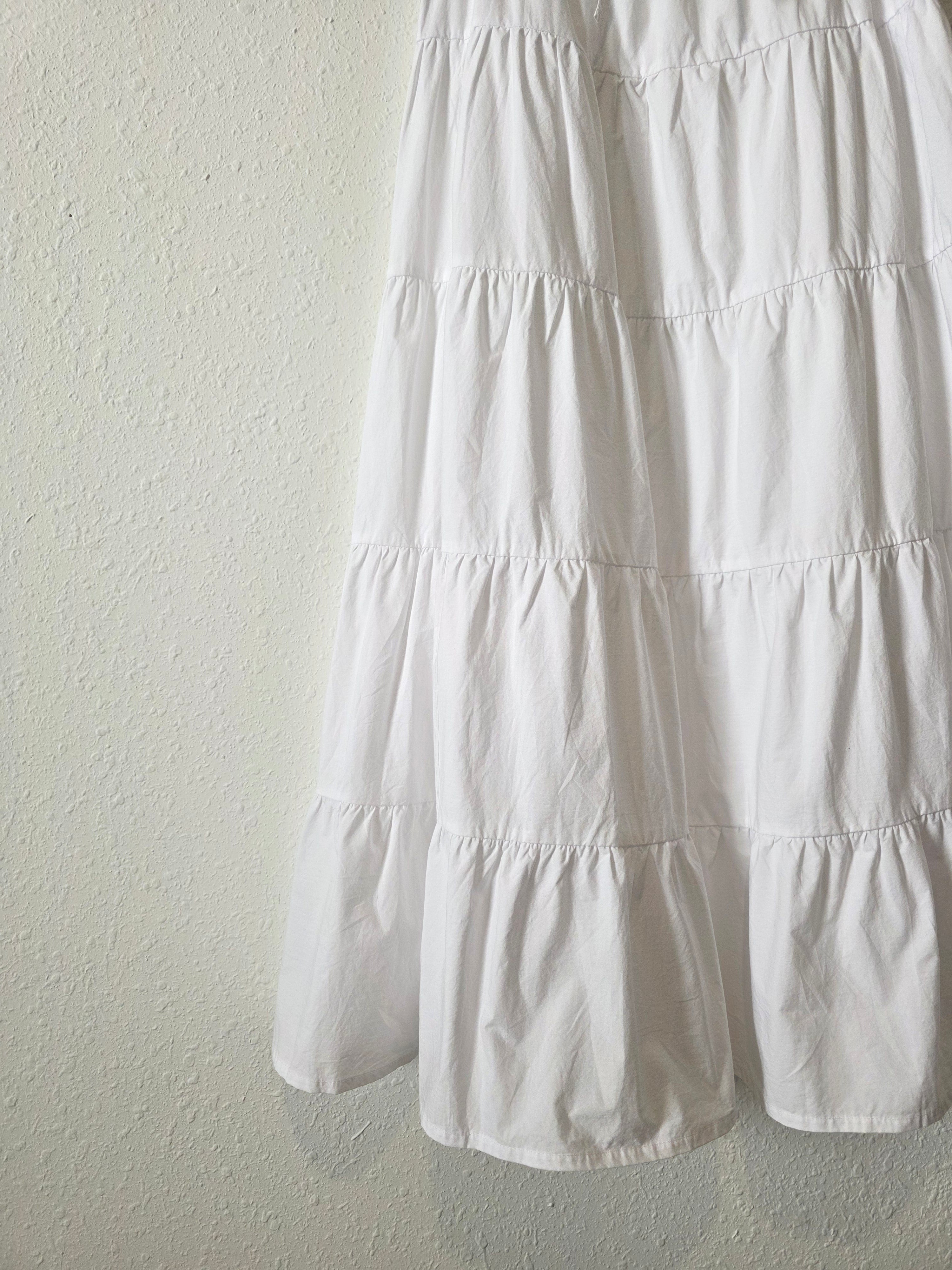 Zara White Tiered Maxi Skirt (XS)