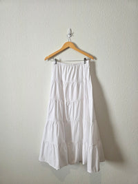 Zara White Tiered Maxi Skirt (XS)