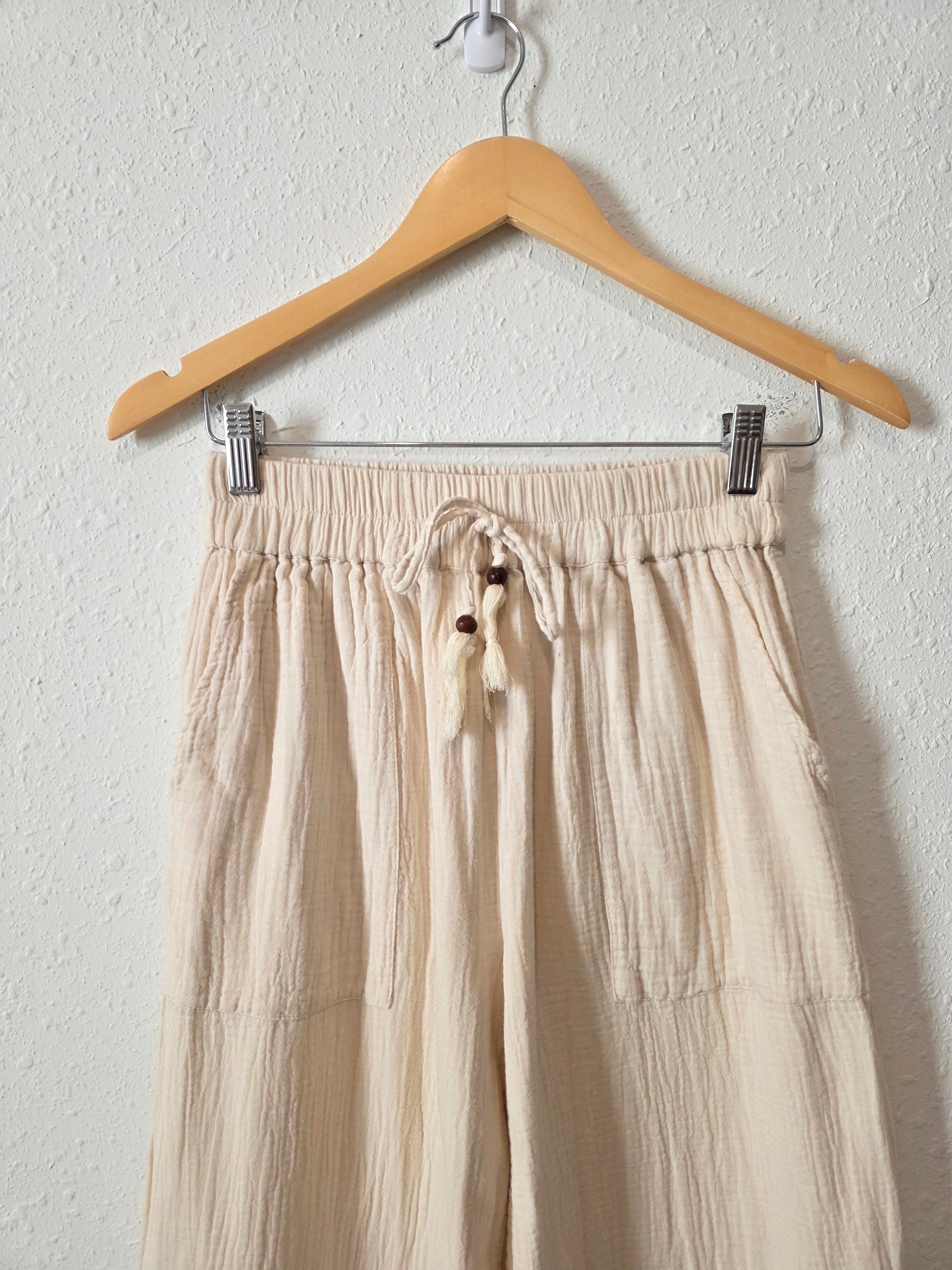 Cotton Gauze Wide Leg Pants (S)