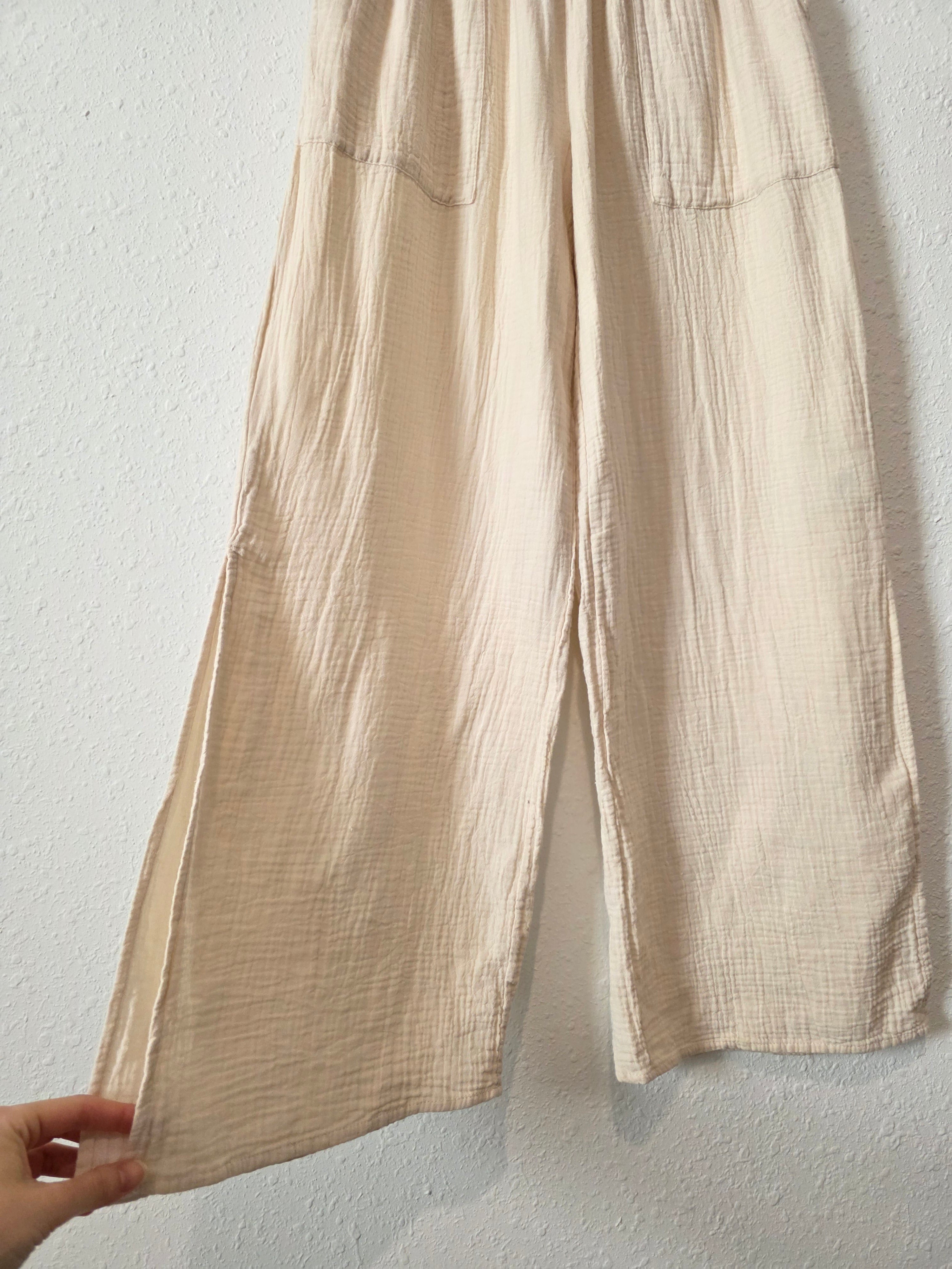 Cotton Gauze Wide Leg Pants (S)