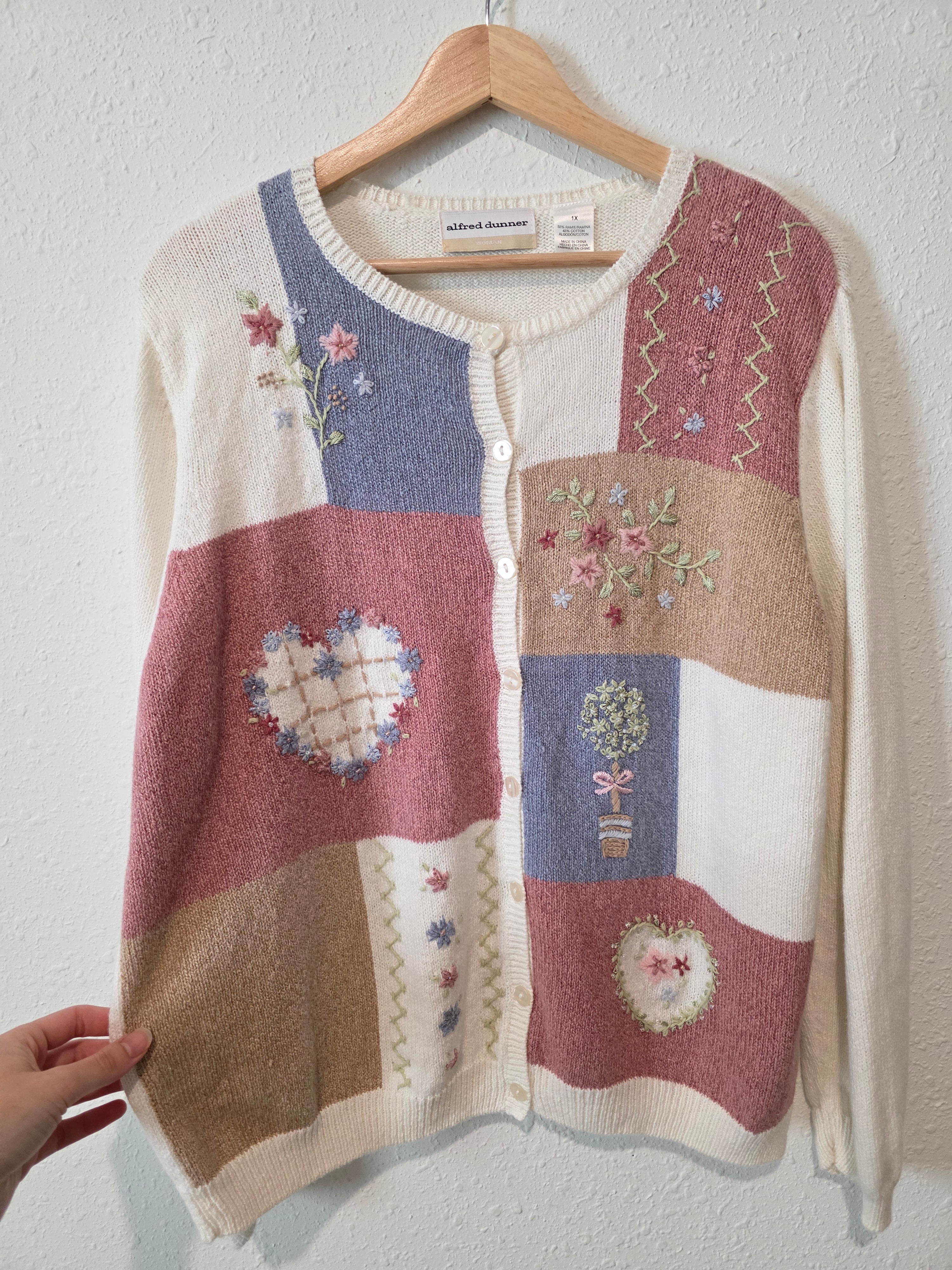 Vintage Embroidered Cardigan Sweater (1X)