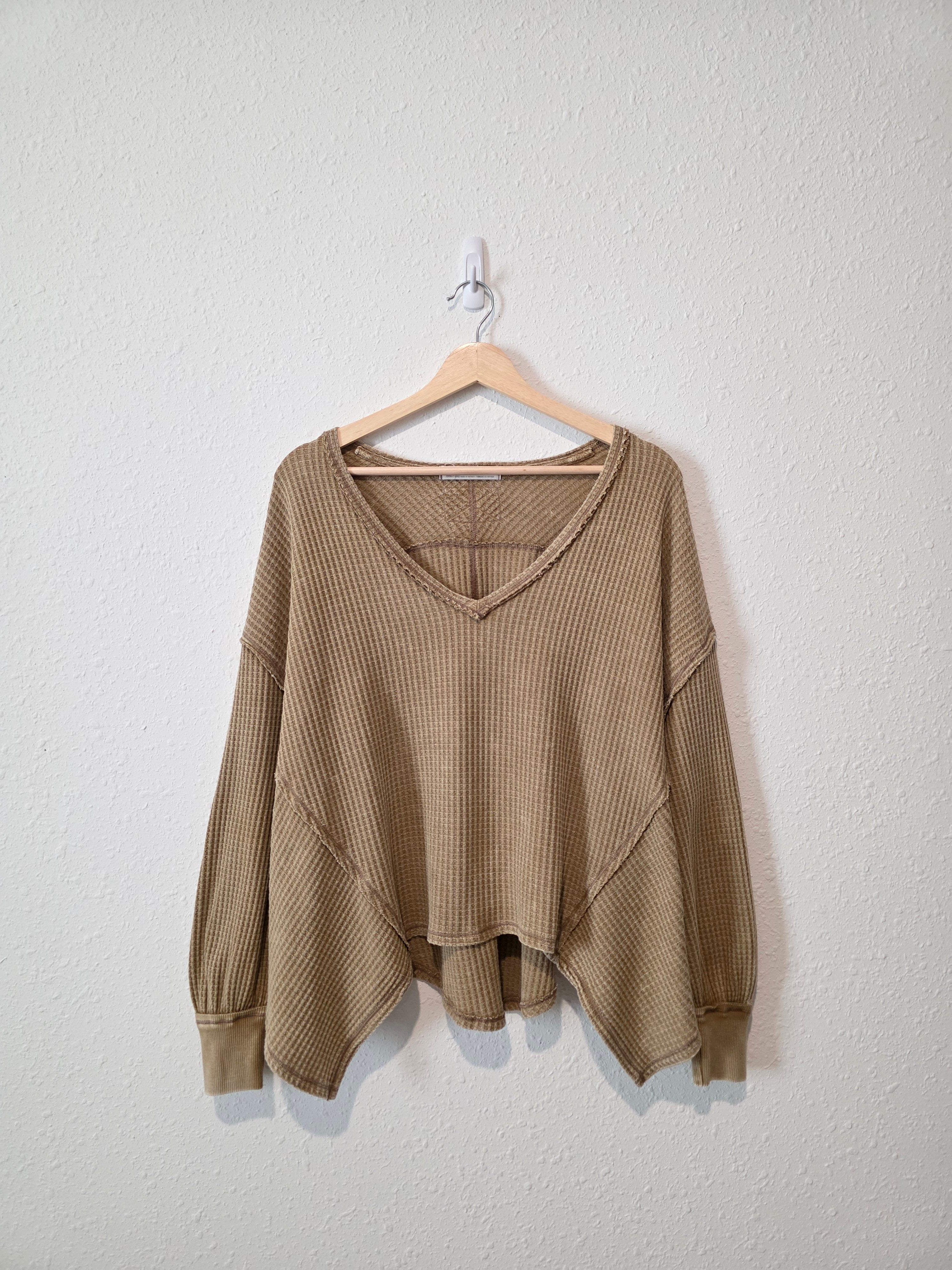 Free People Oversized Waffle Tee (XS)
