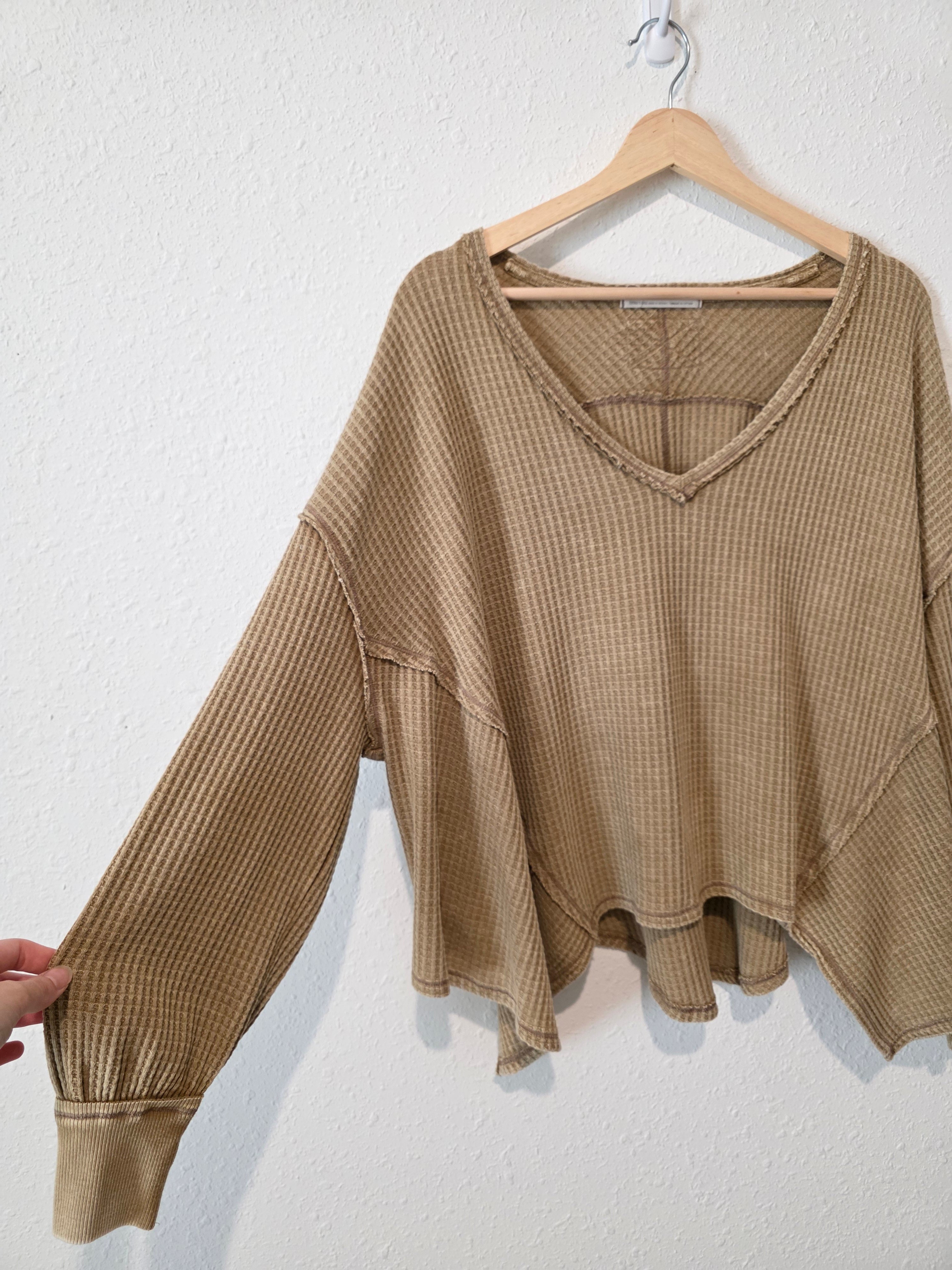 Free People Oversized Waffle Tee (XS)