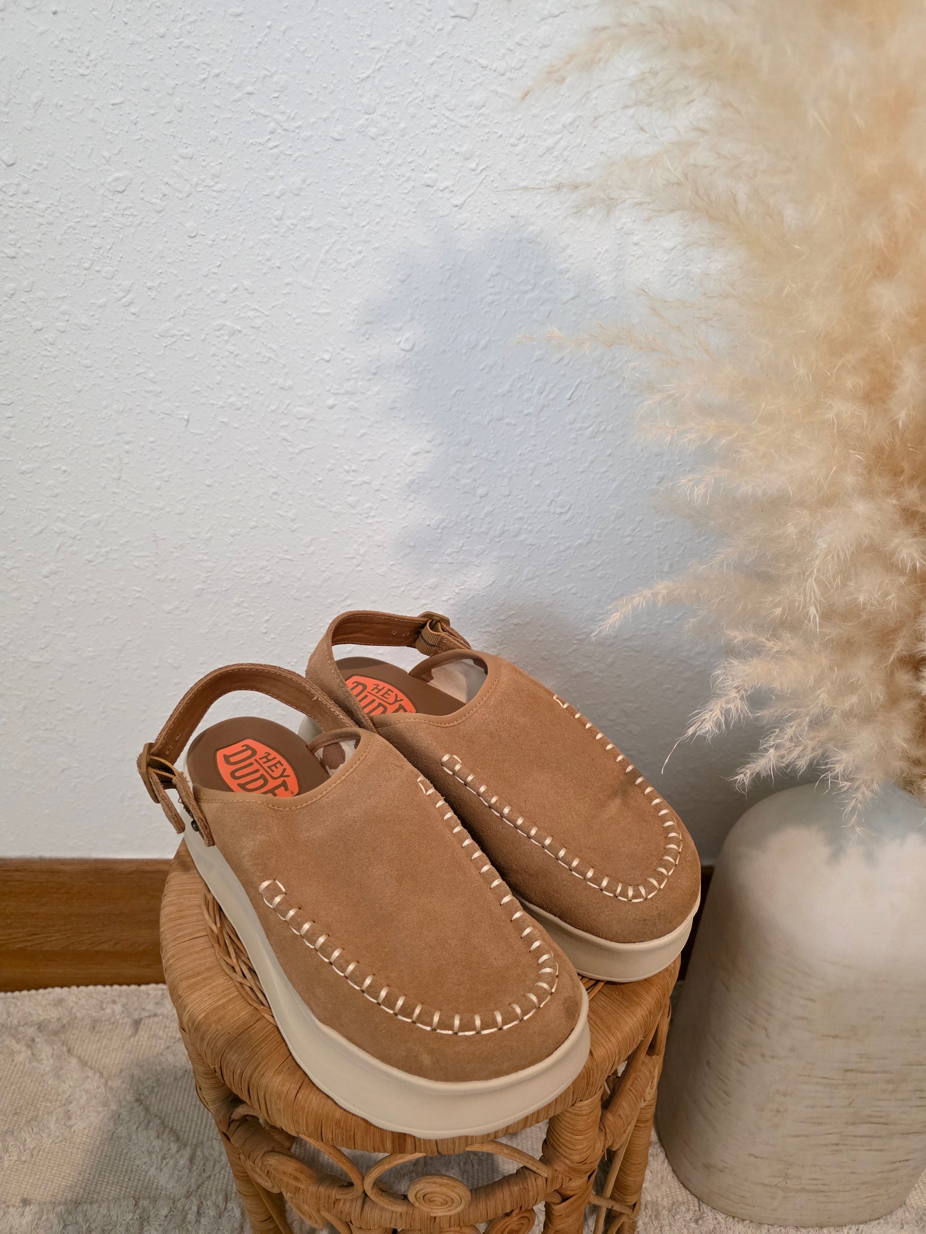 Hey Dude Tan Platform Clogs (10)