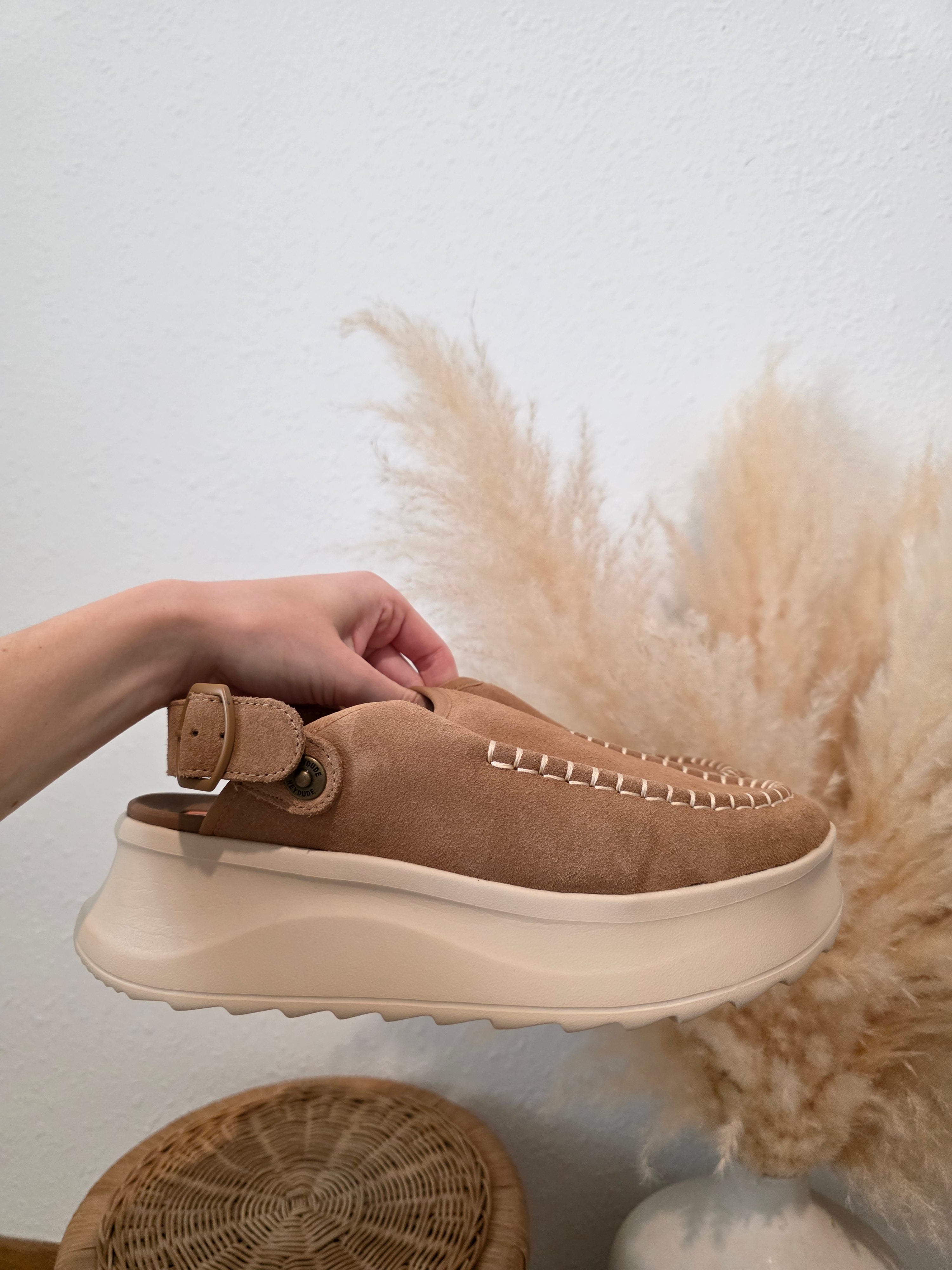 Hey Dude Tan Platform Clogs (10)