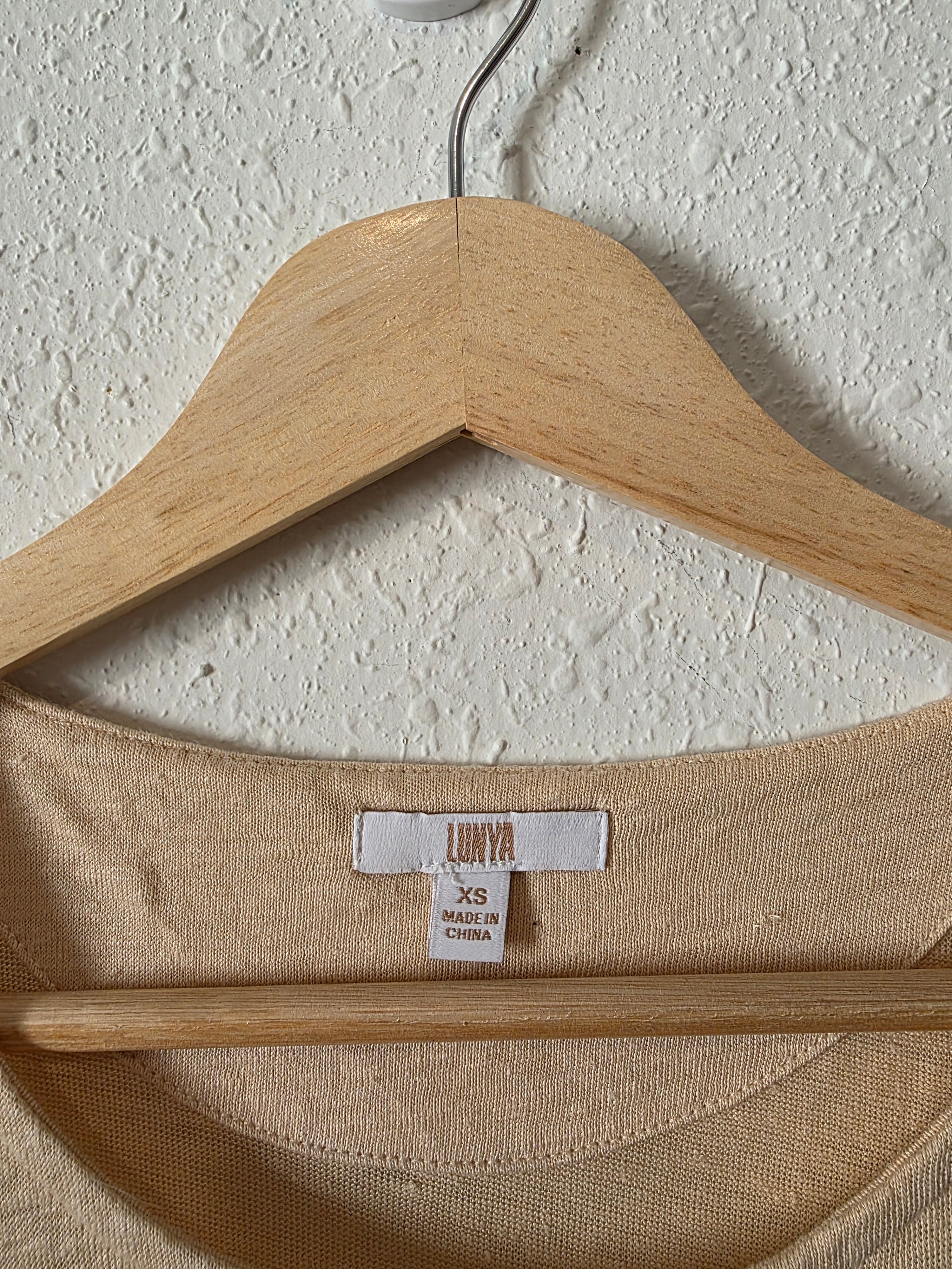 Lunya Neutral Linen Maxi Dress (XS)