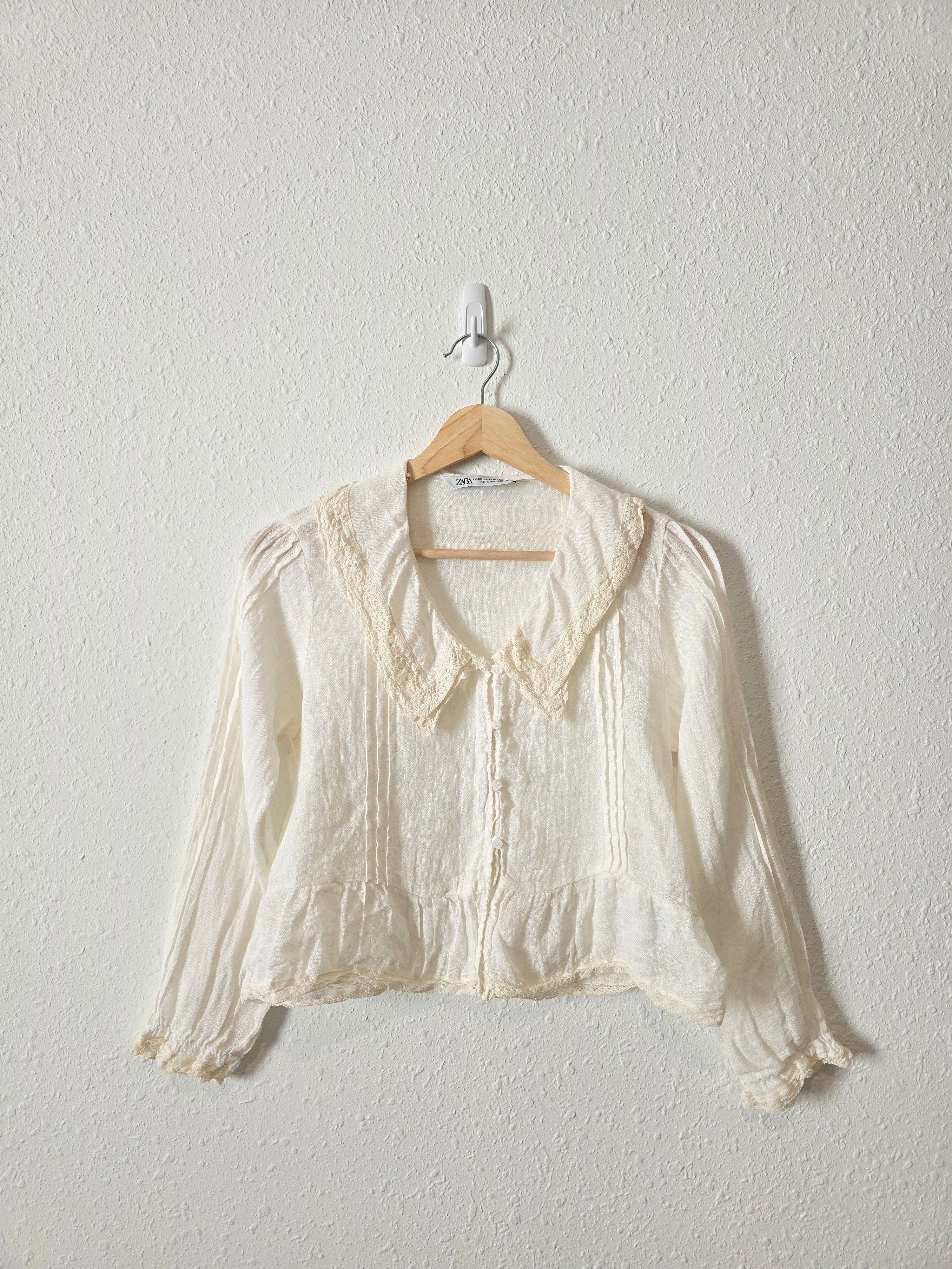 Zara Linen Collared Blouse (XS)