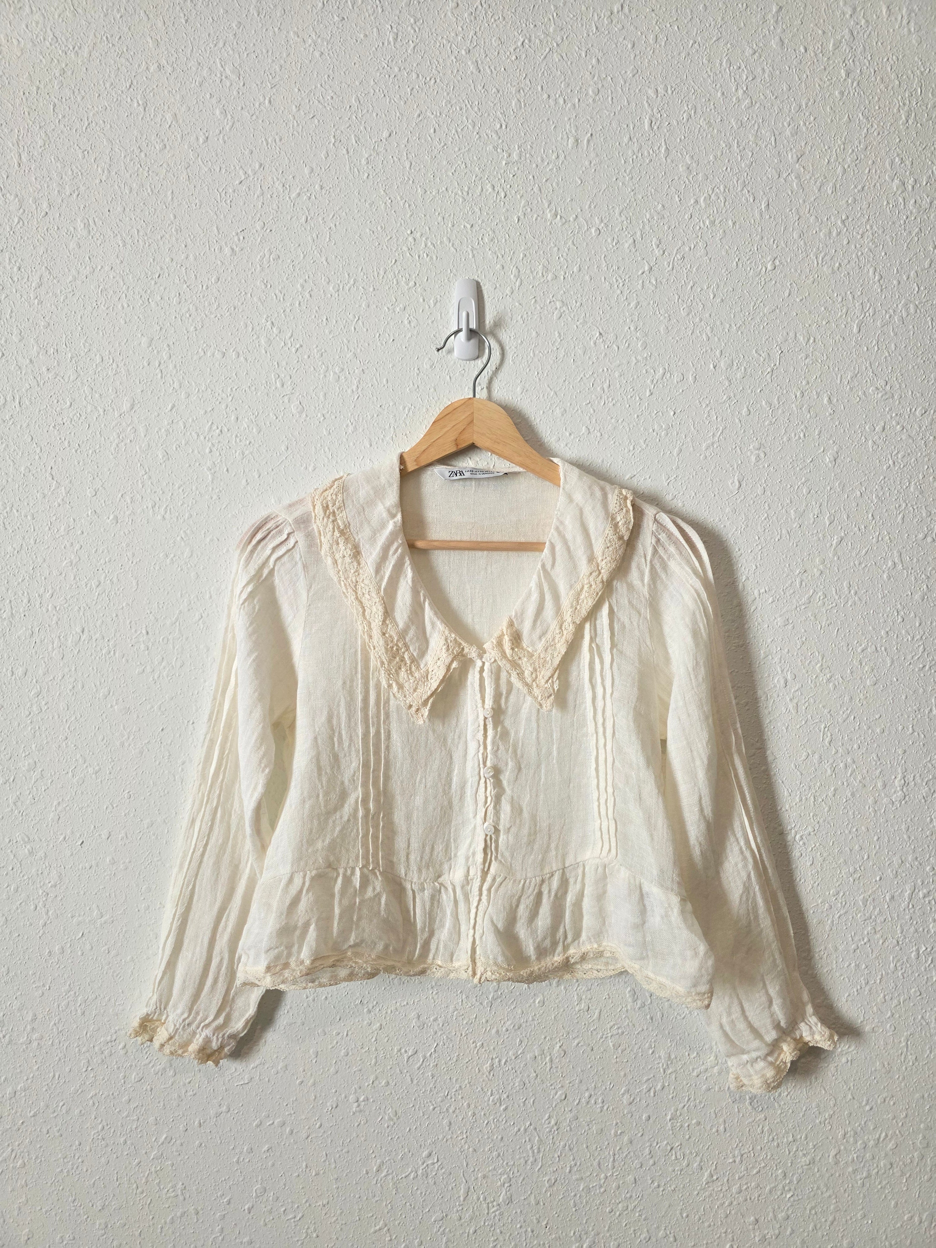 Zara Linen Collared Blouse (XS)