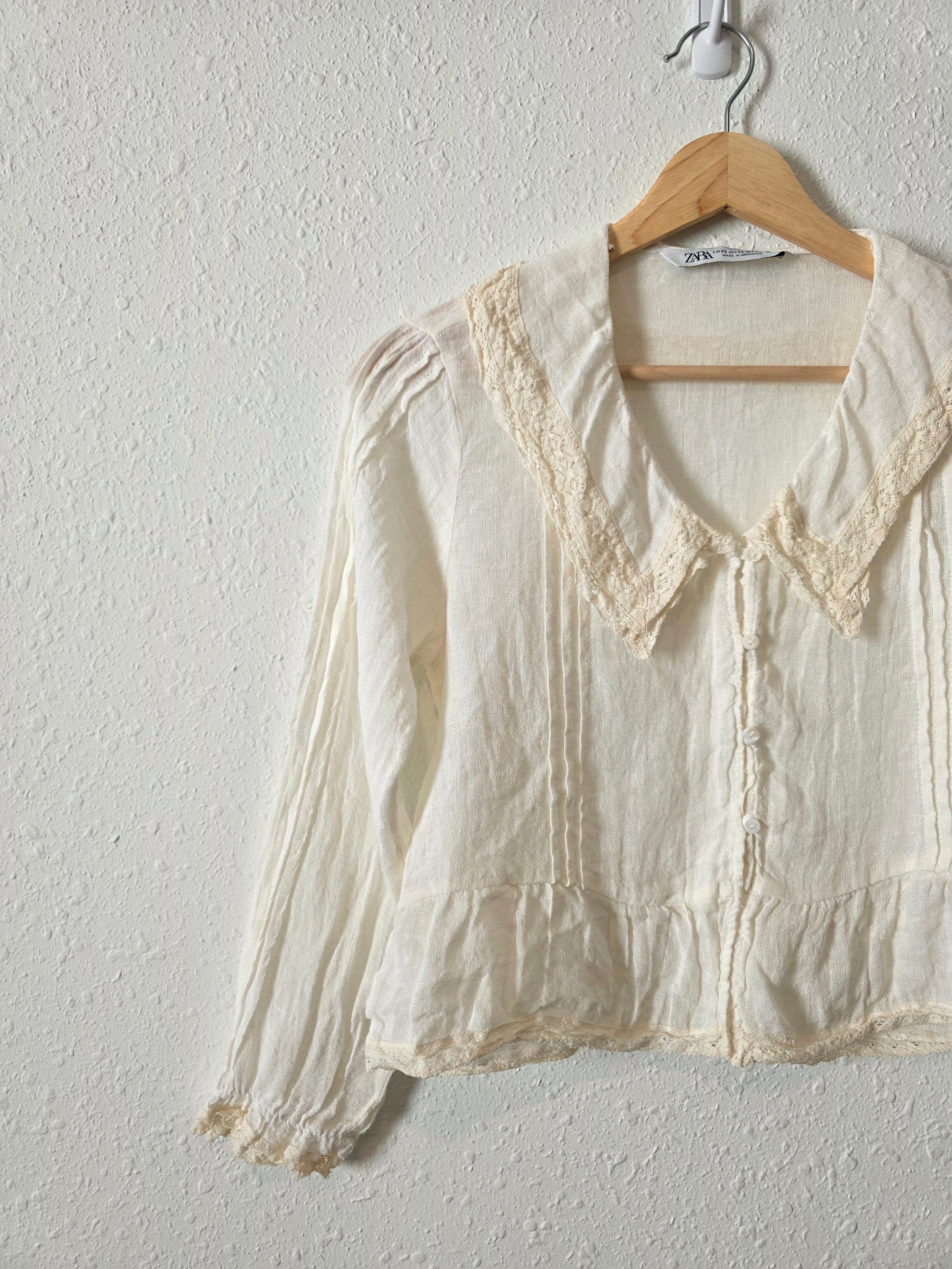 Zara Linen Collared Blouse (XS)