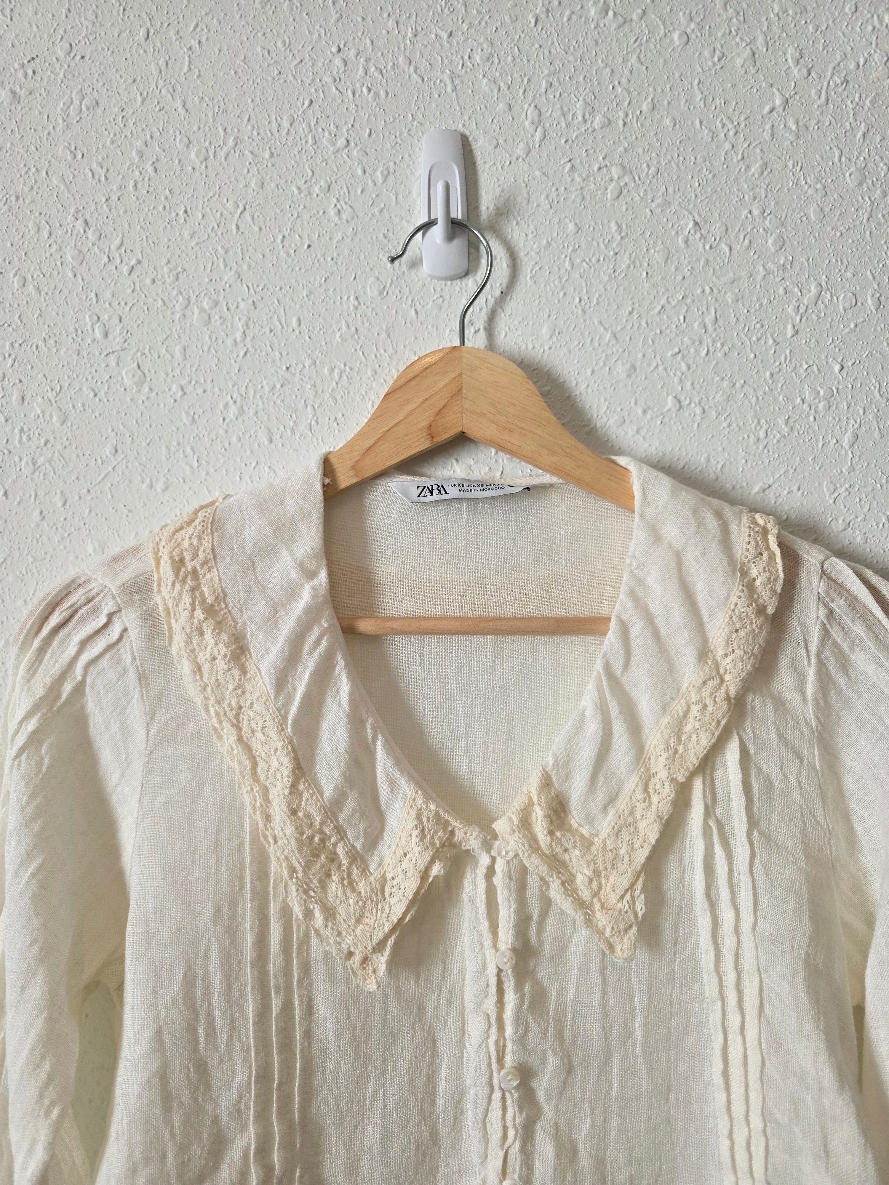 Zara Linen Collared Blouse (XS)