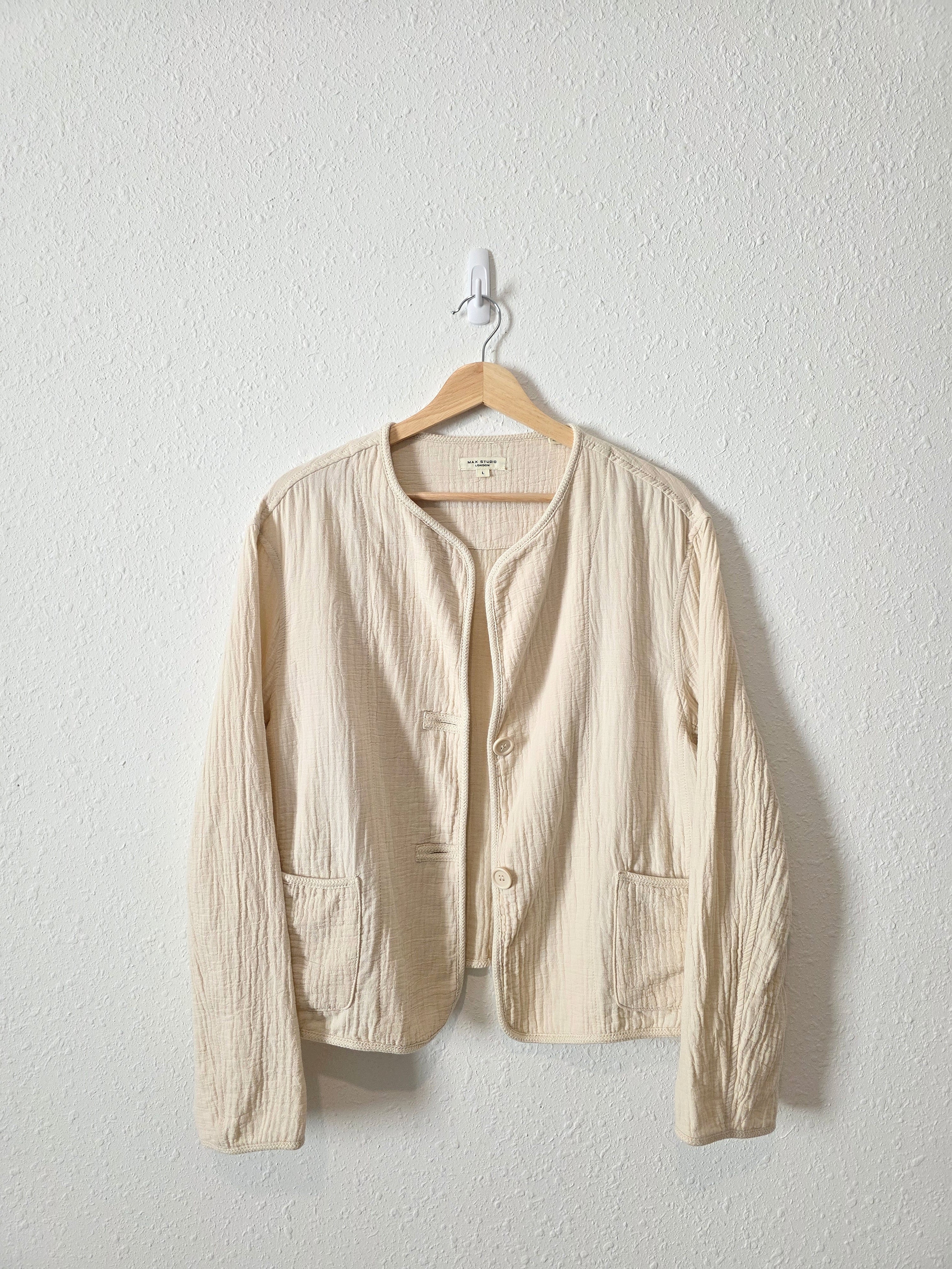 Neutral Cotton Linen Gauze Jacket (L)