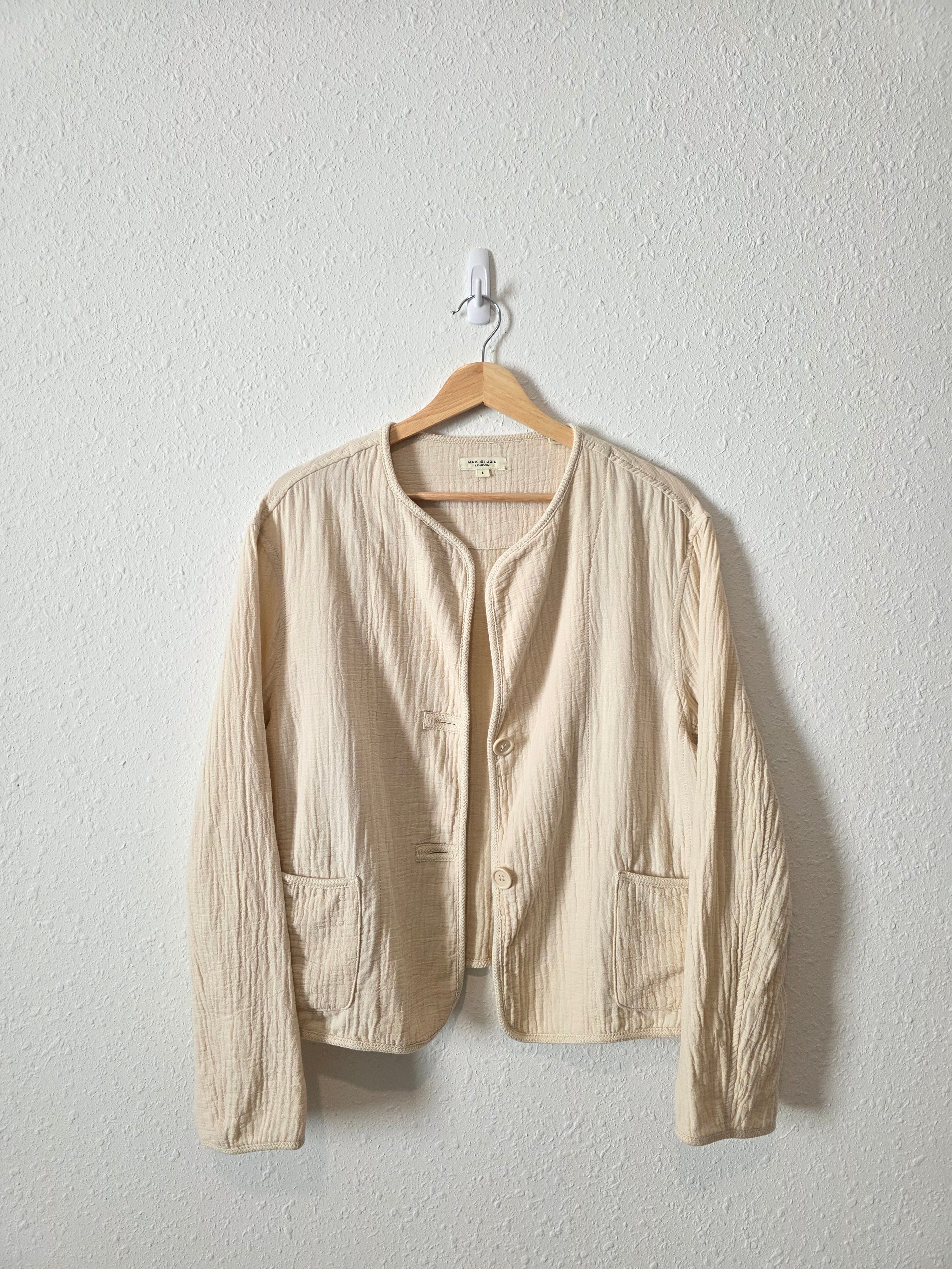 Neutral Cotton Linen Gauze Jacket (L)