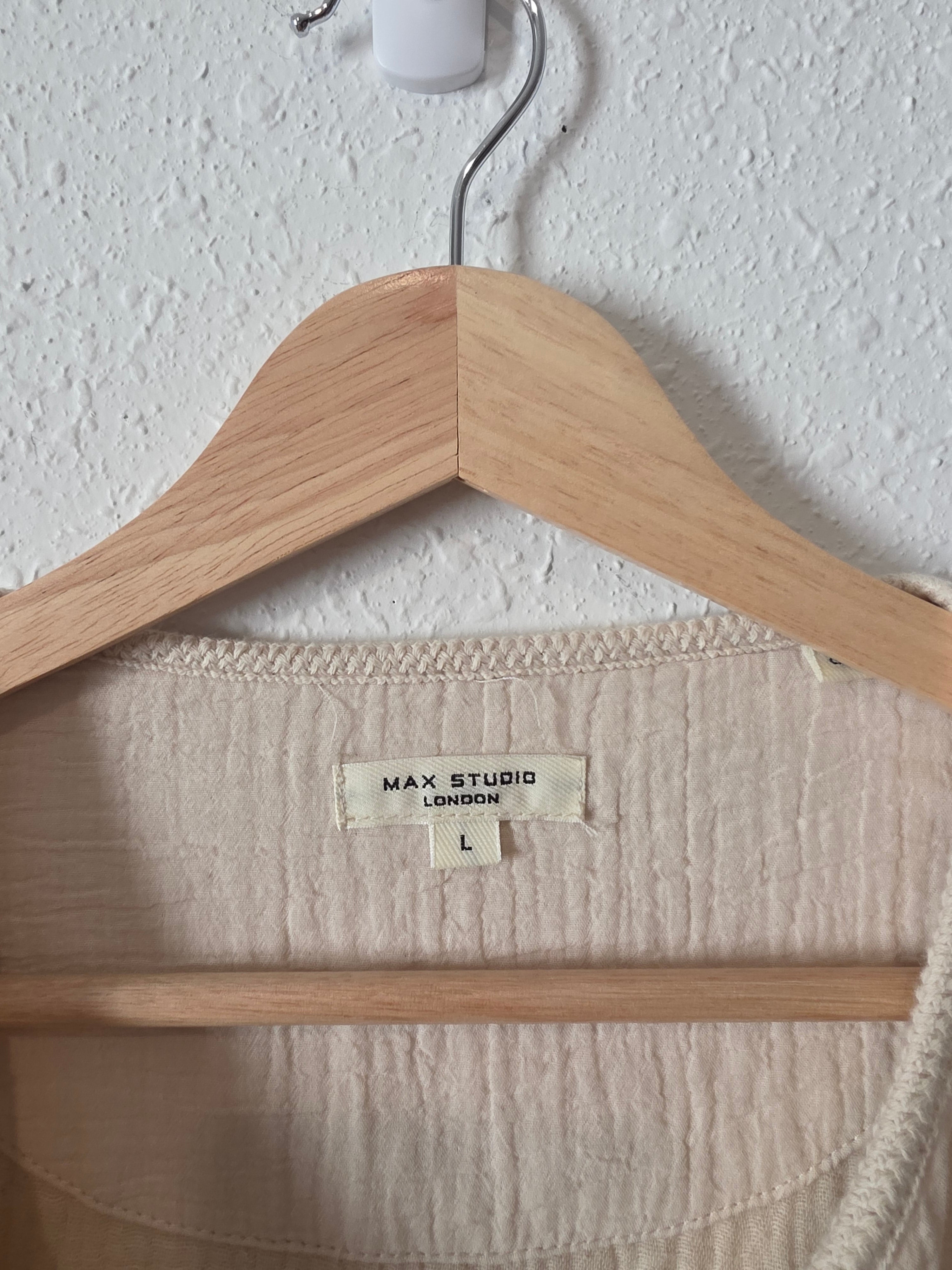 Neutral Cotton Linen Gauze Jacket (L)