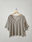 Arula Striped V Neck Tee (3X)