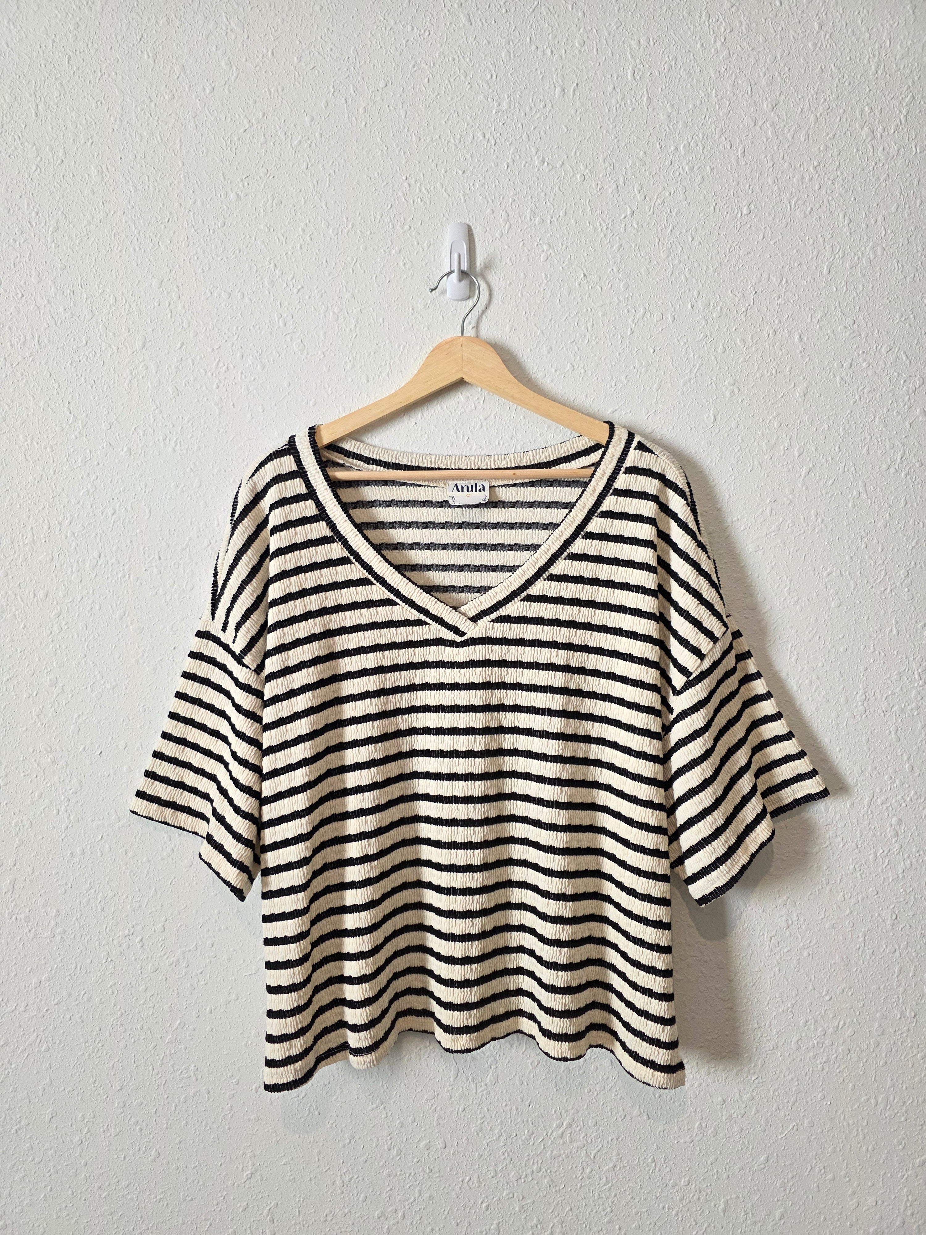 Arula Striped V Neck Tee (3X)