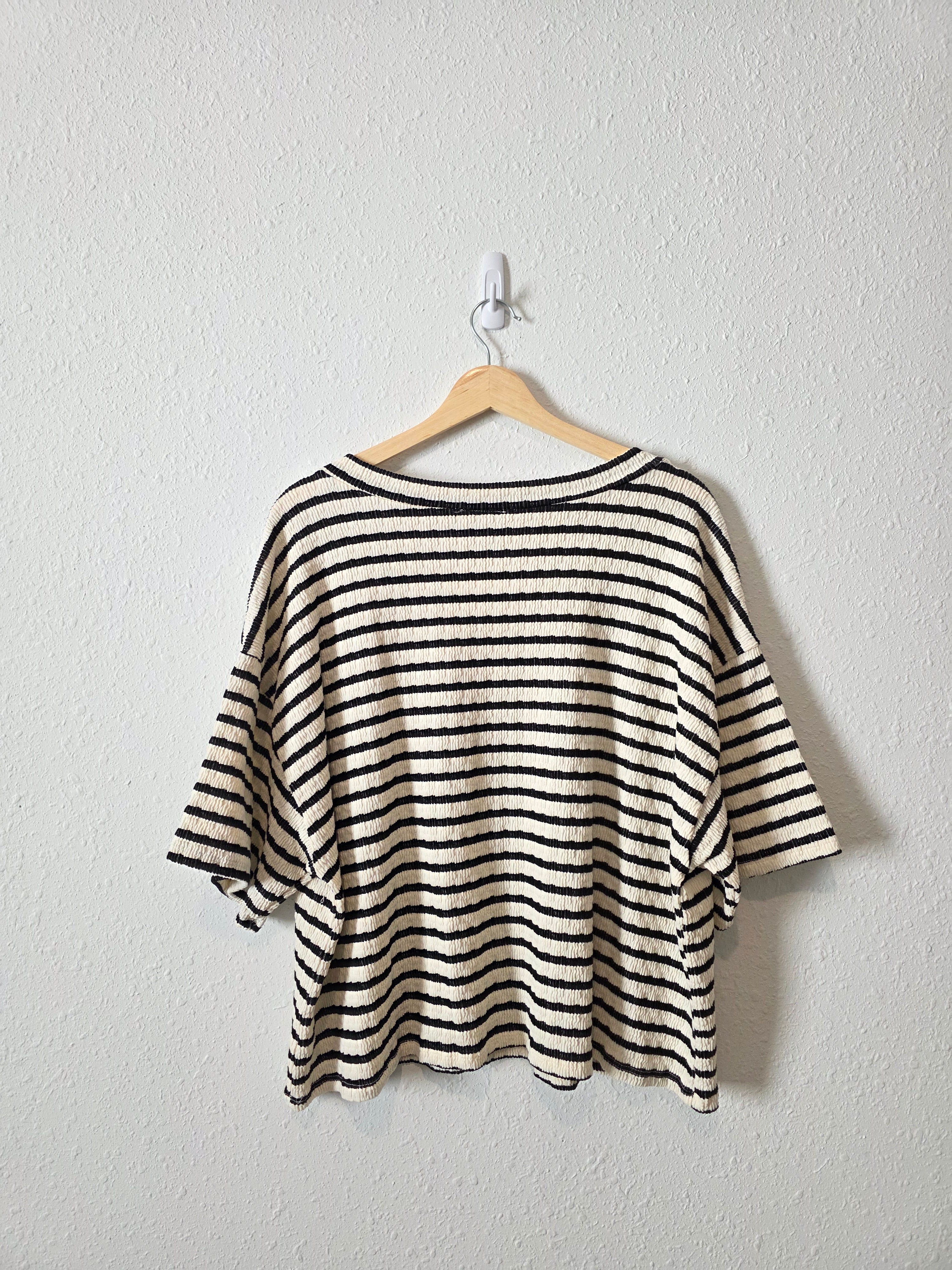 Arula Striped V Neck Tee (3X)