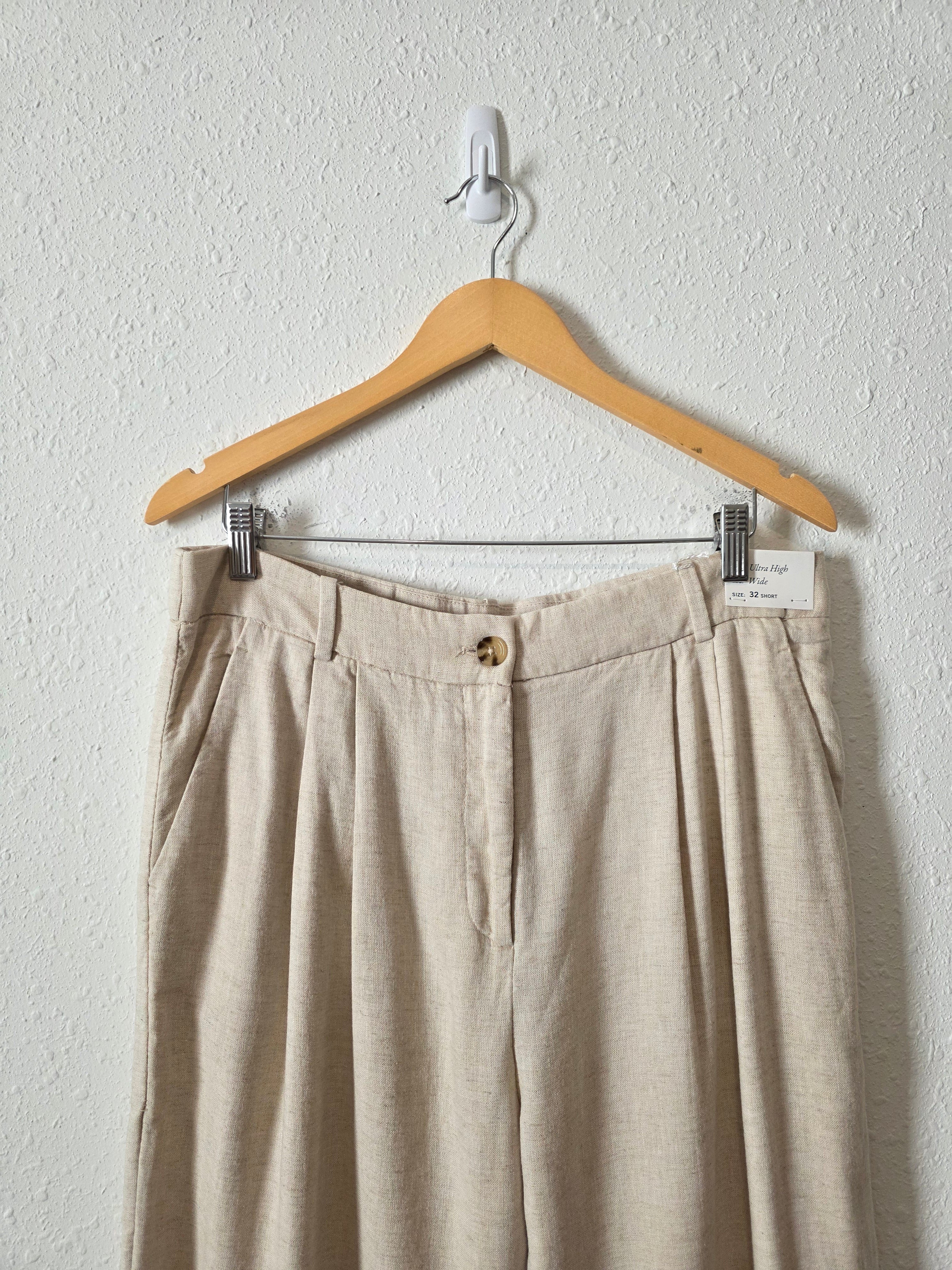 NEW Abercrombie Linen Wide Leg Pants (32 short)