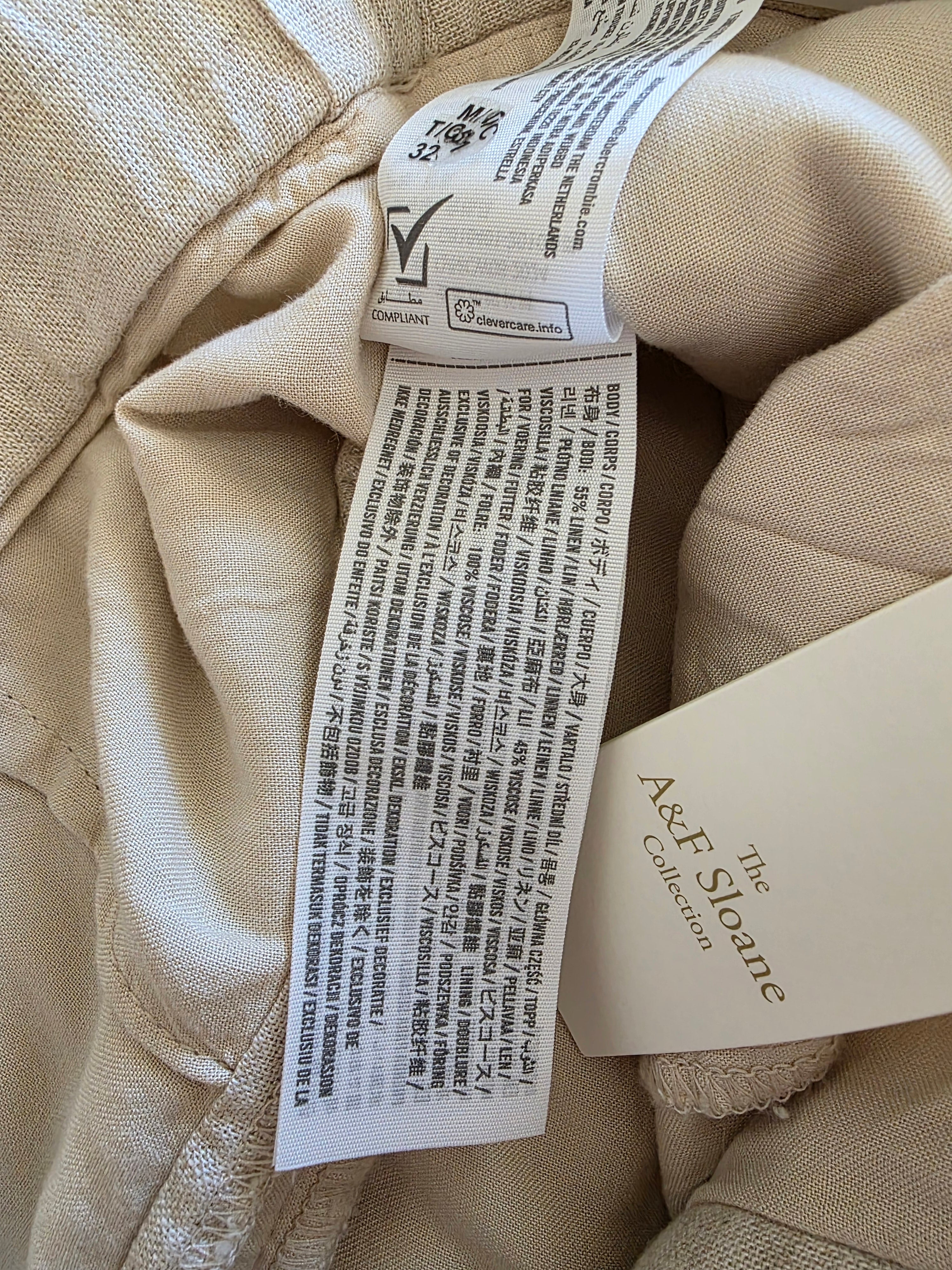 NEW Abercrombie Linen Wide Leg Pants (32 short)