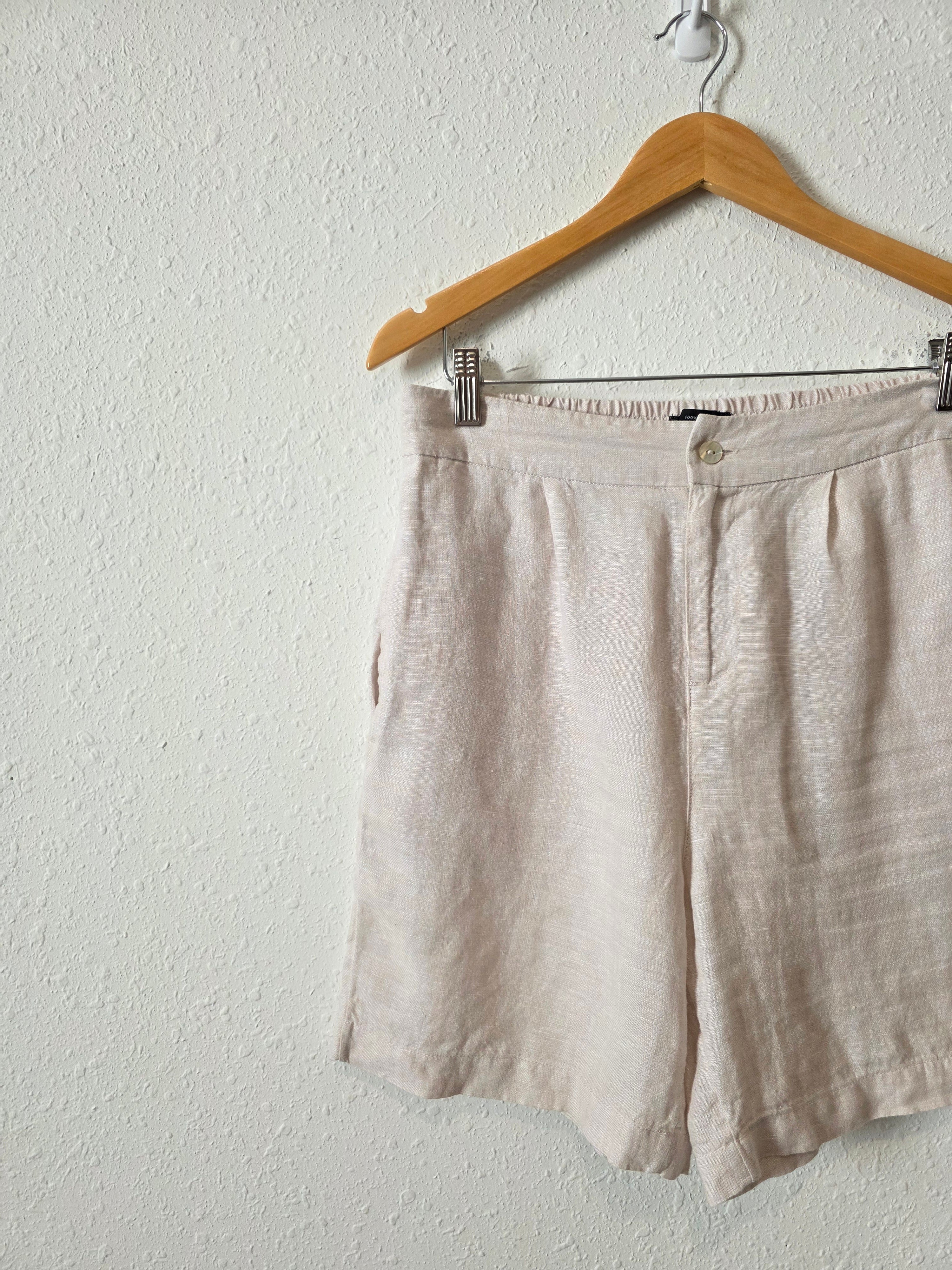 Neutral Linen Relaxed Shorts (M)