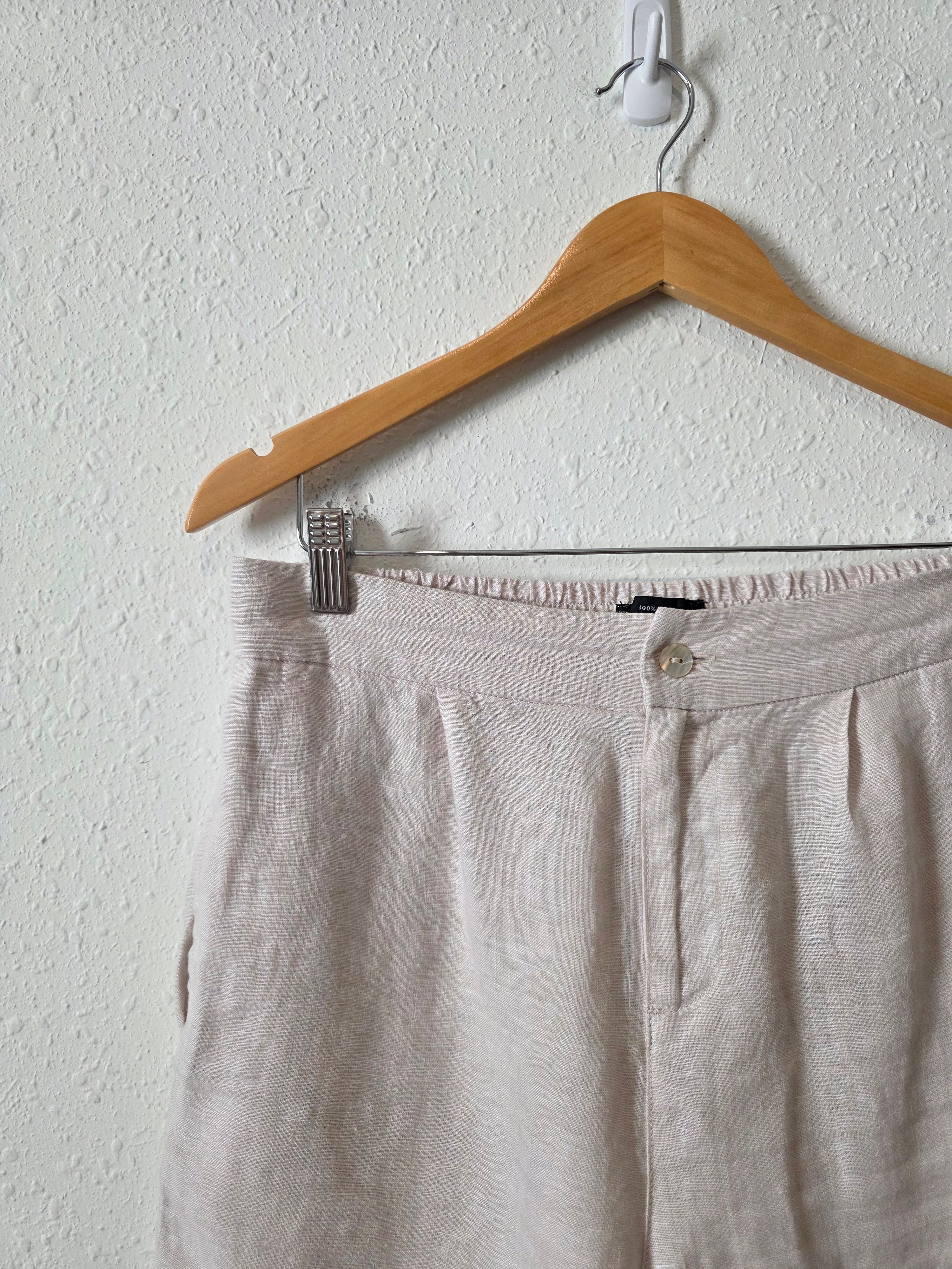 Neutral Linen Relaxed Shorts (M)