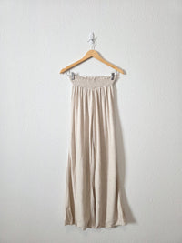 Oat Linen Blend Wide Leg Pants (M)