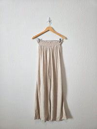 Oat Linen Blend Wide Leg Pants (M)