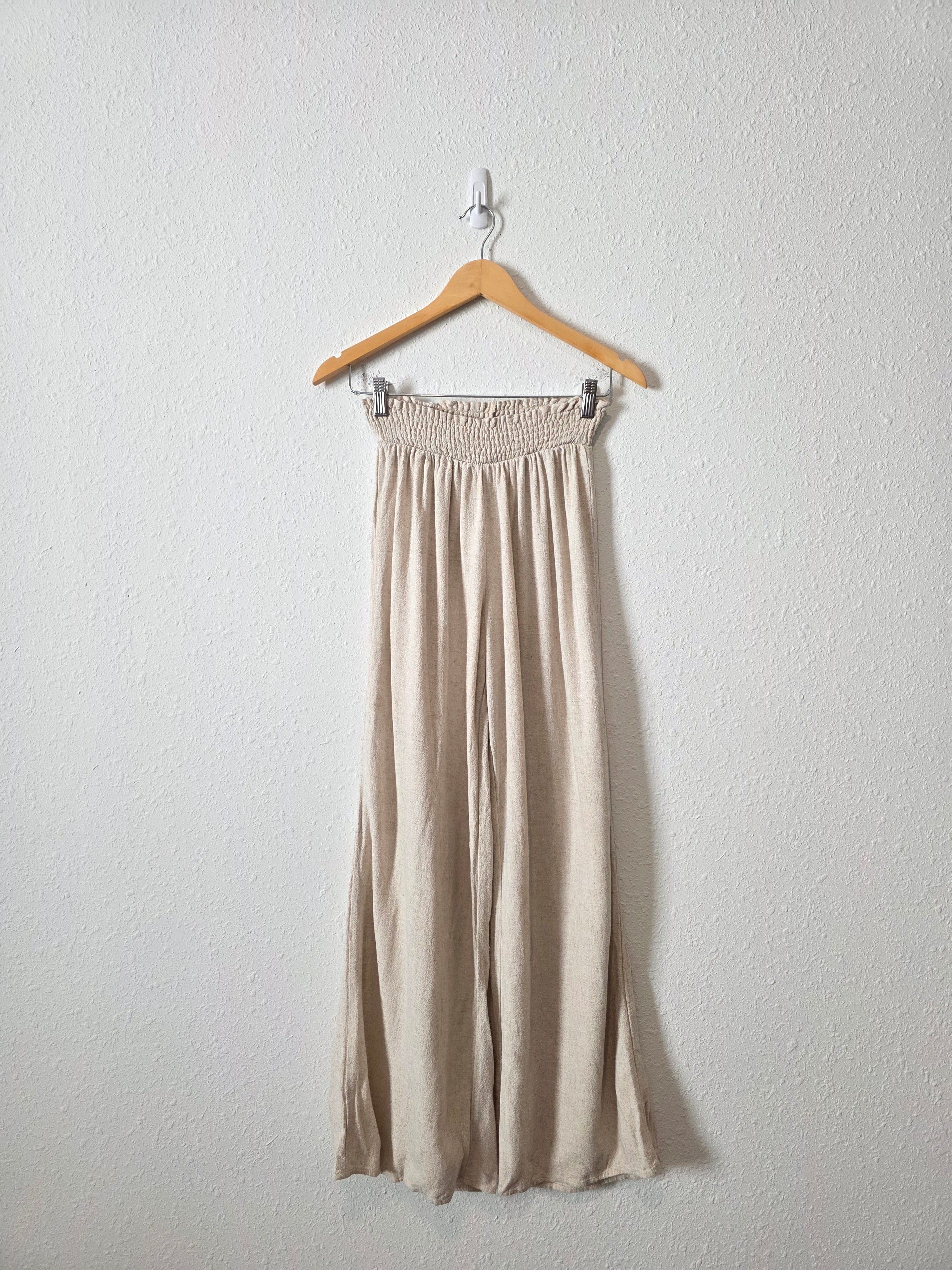 Oat Linen Blend Wide Leg Pants (M)