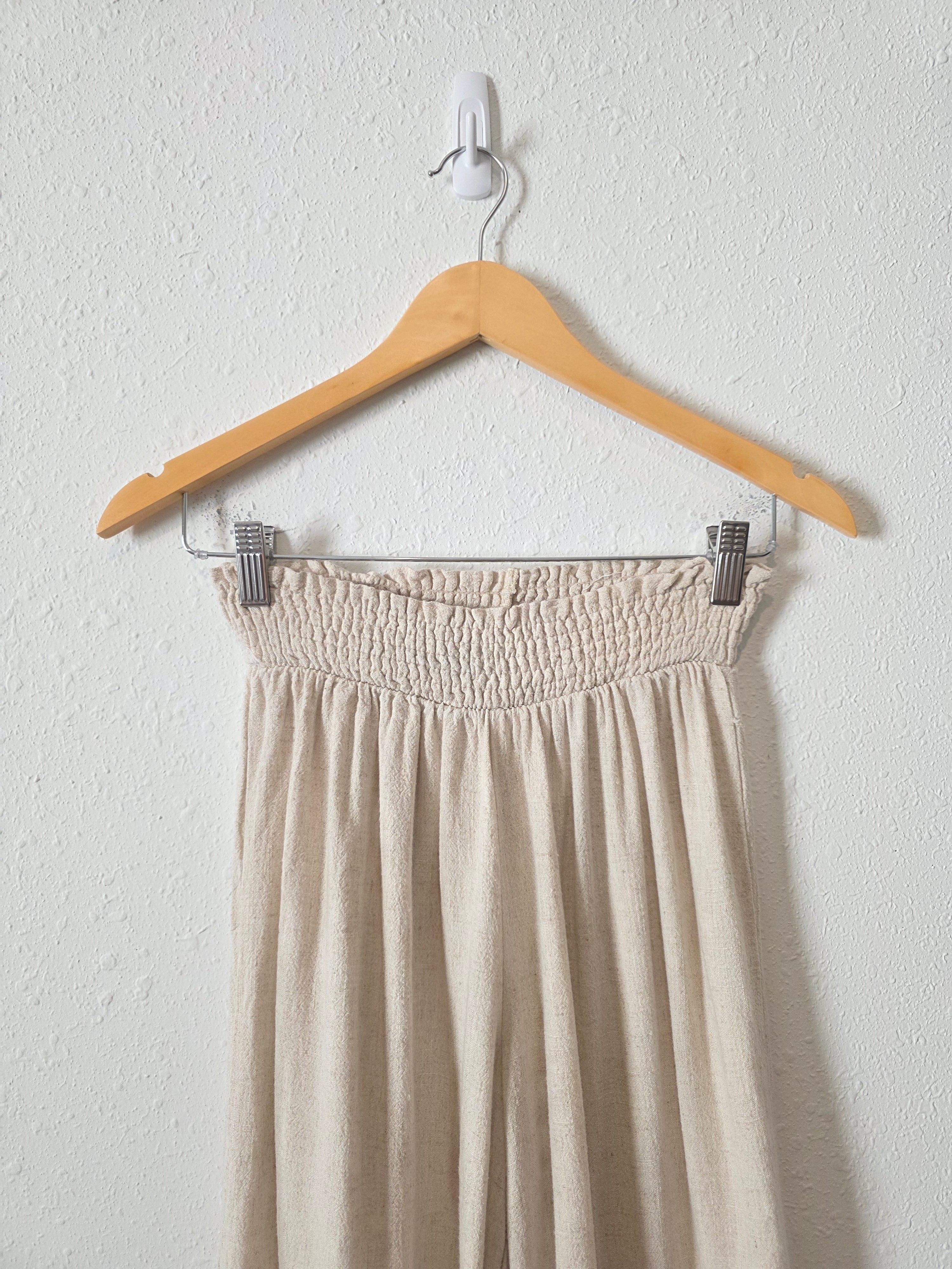 Oat Linen Blend Wide Leg Pants (M)
