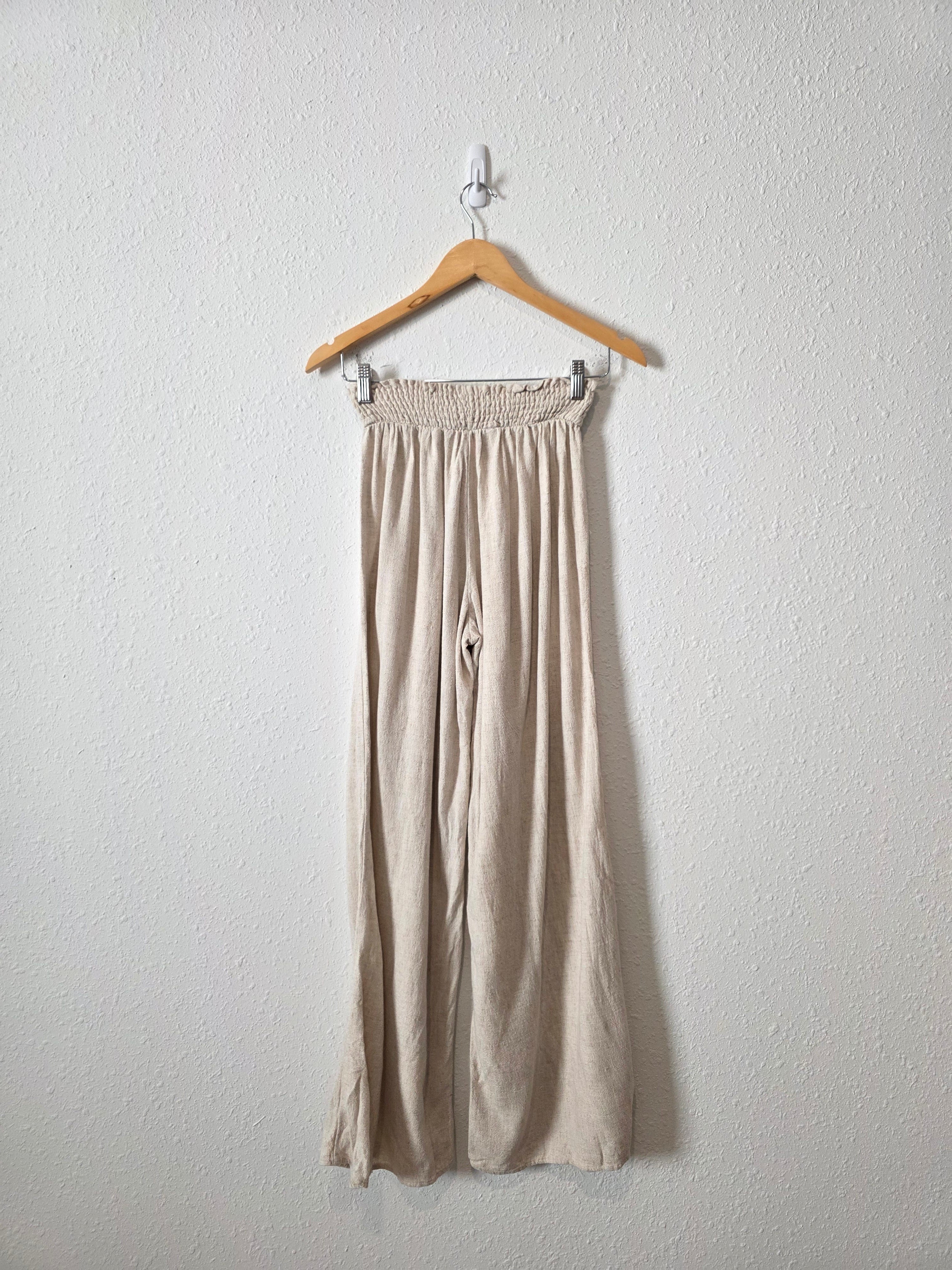 Oat Linen Blend Wide Leg Pants (M)